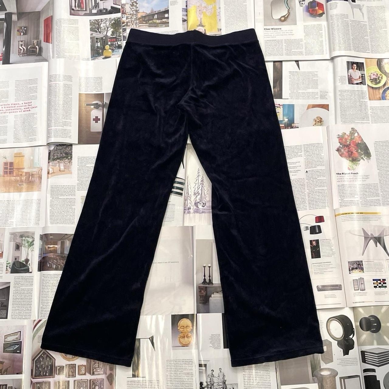 Juicy Couture navy blue wide leg low-rise velour track pants size M