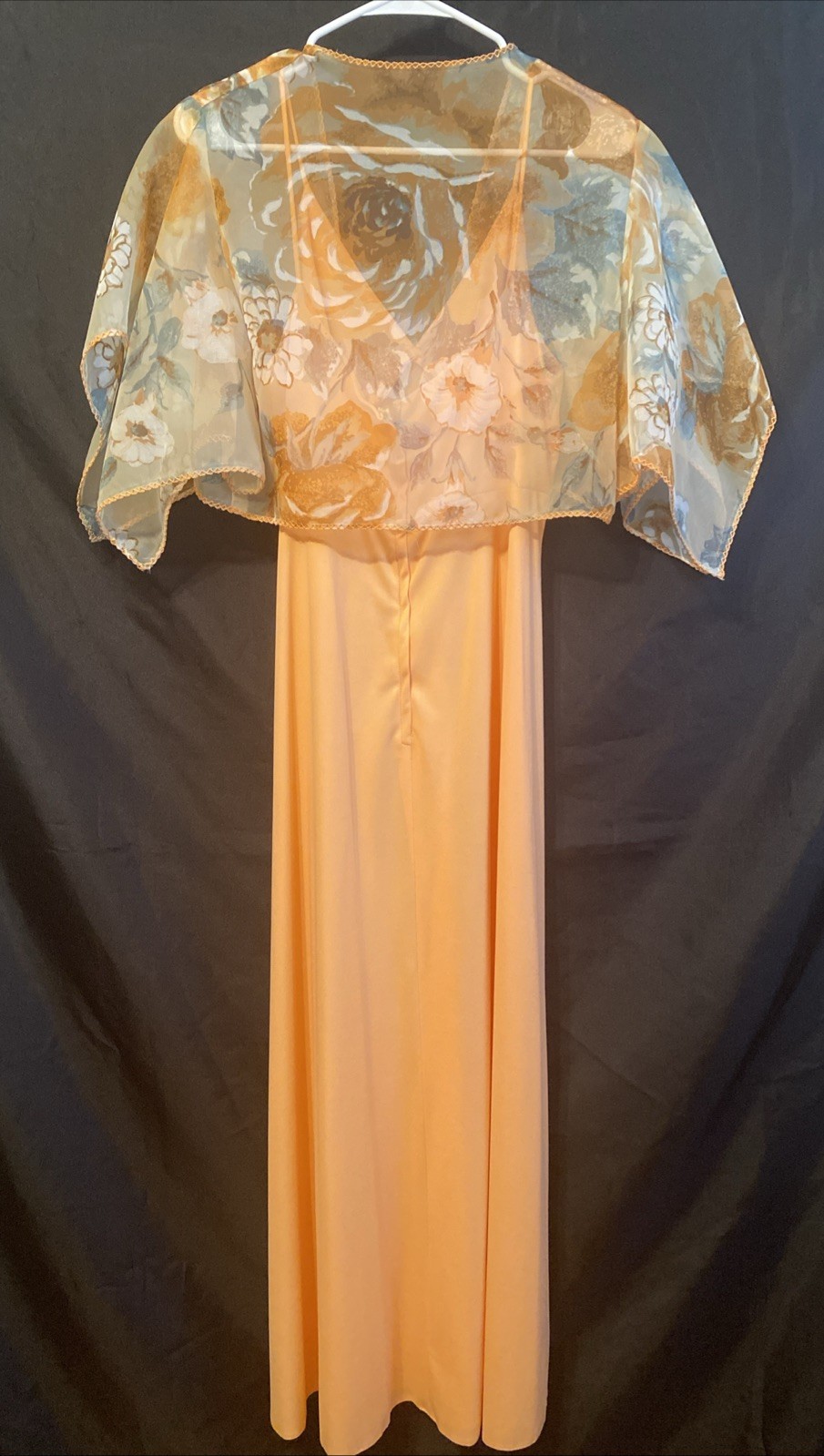 Vintage Union Made Long Sleeveless Summer Dress Peach With Floral Over Shirt