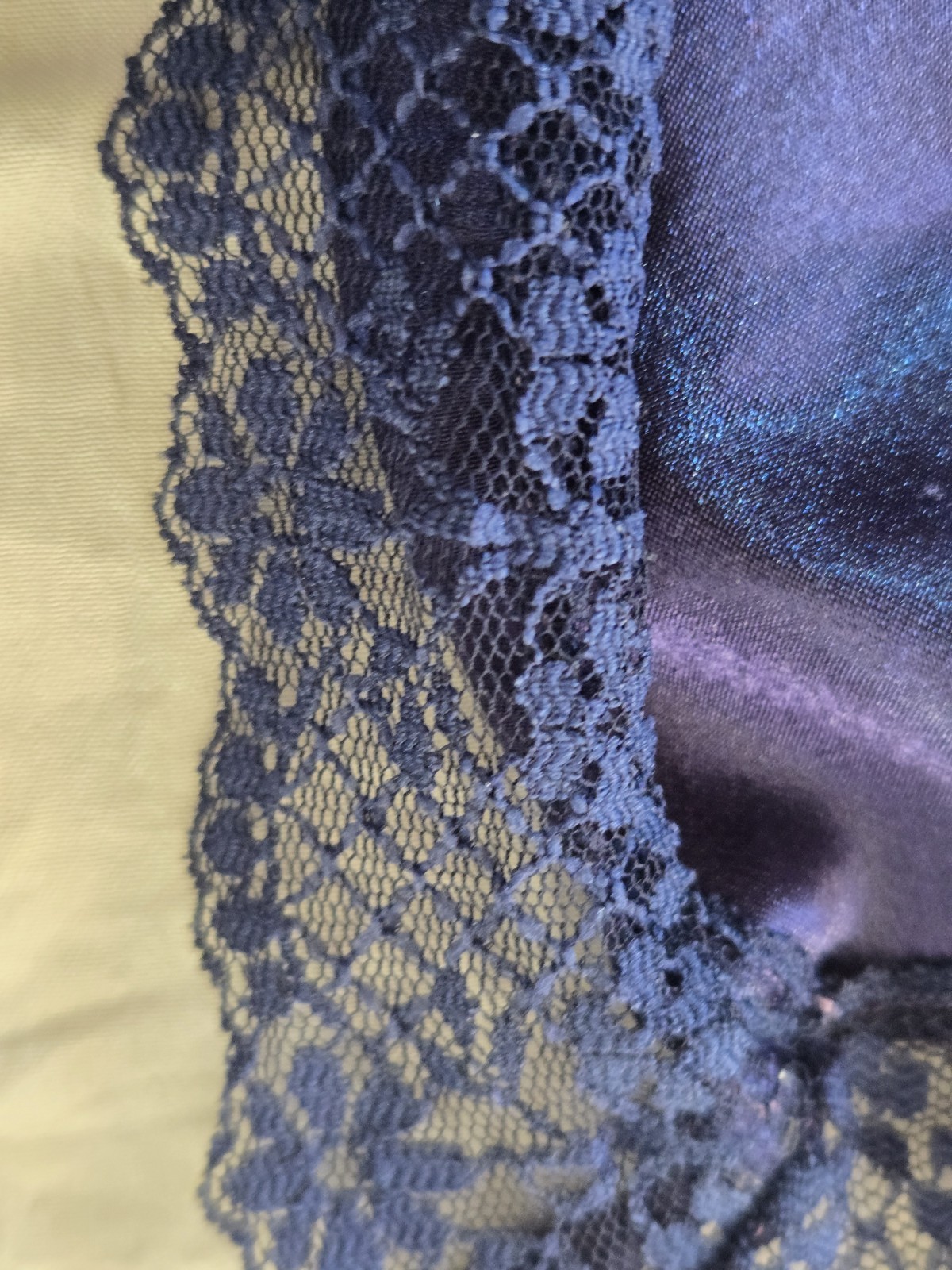 Vintage Feather Bed Intimates Blue Satin Finish Lace Chemise Nightgown M