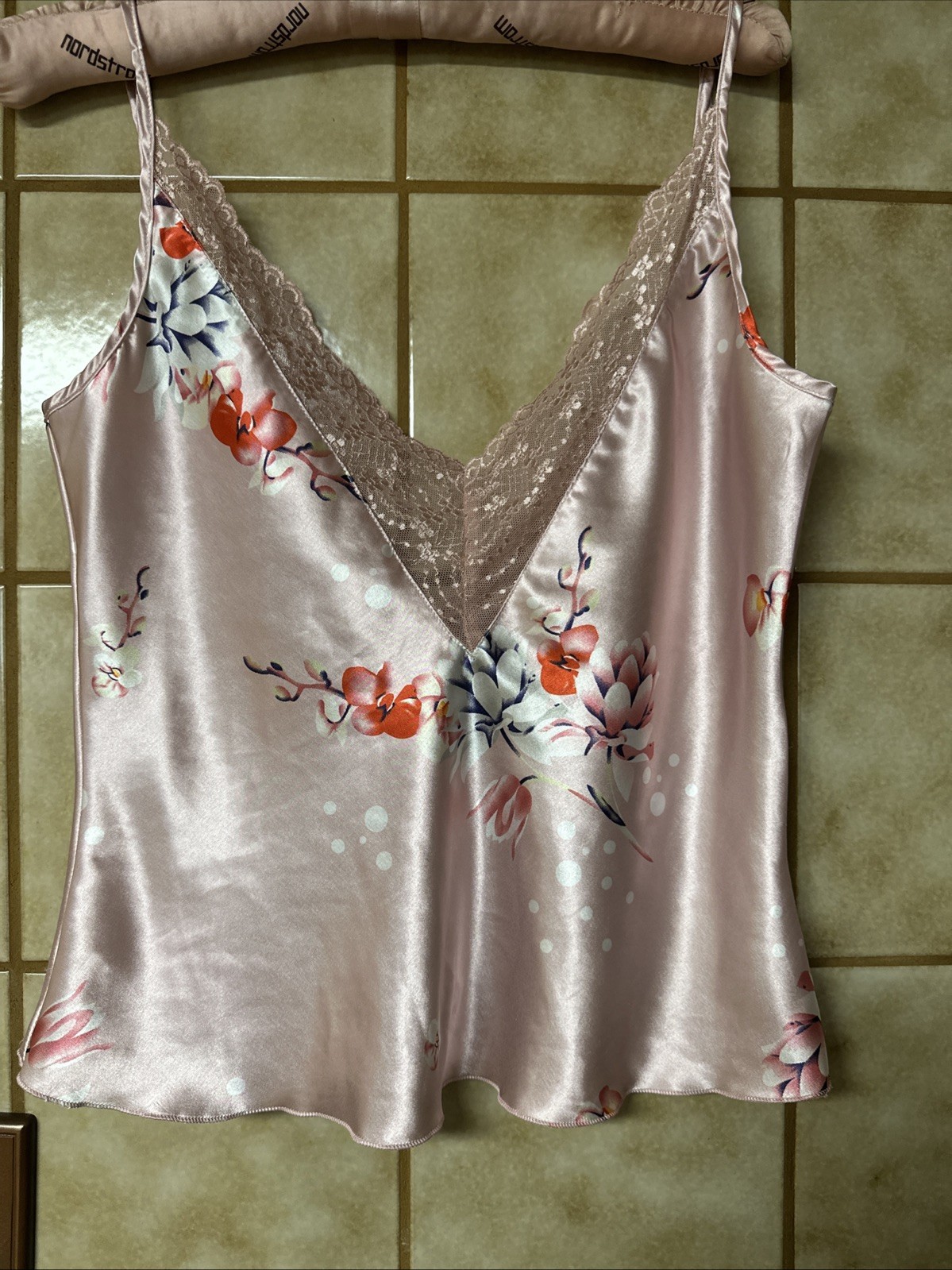 Fine Lingerie Satin and Lace Delicate Dainty 90’s Retro Y2K Slinky Top, Sz S