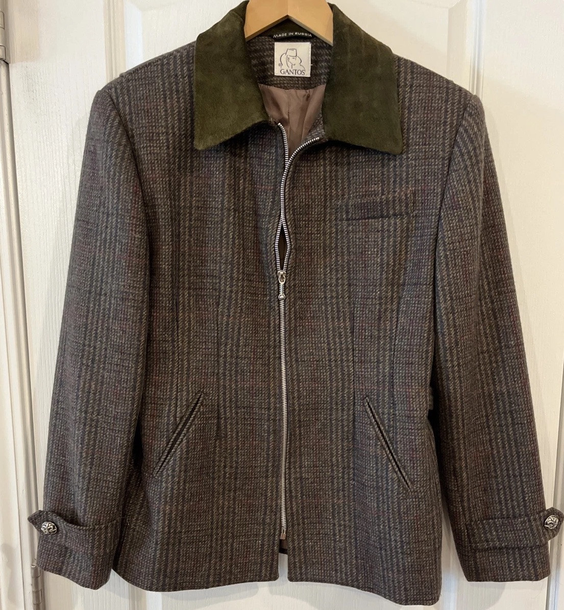 Vintage Gantos Wool & Suede Tweed Ladies Blazer Size Med/Lg ~ EUC