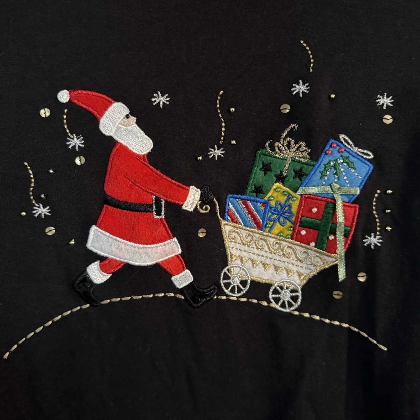 VTG Christmas Embroidered Top Reference Point Women’s L