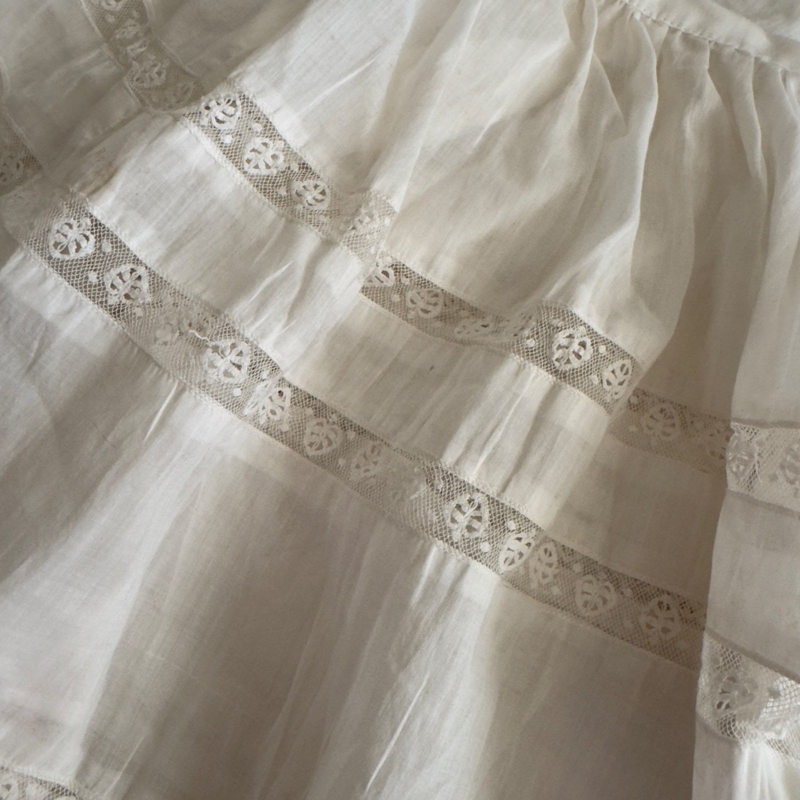 Edwardian Cotton Lace Petticoat Skirt Ruffles Antique Original 1900’s 26” Waist