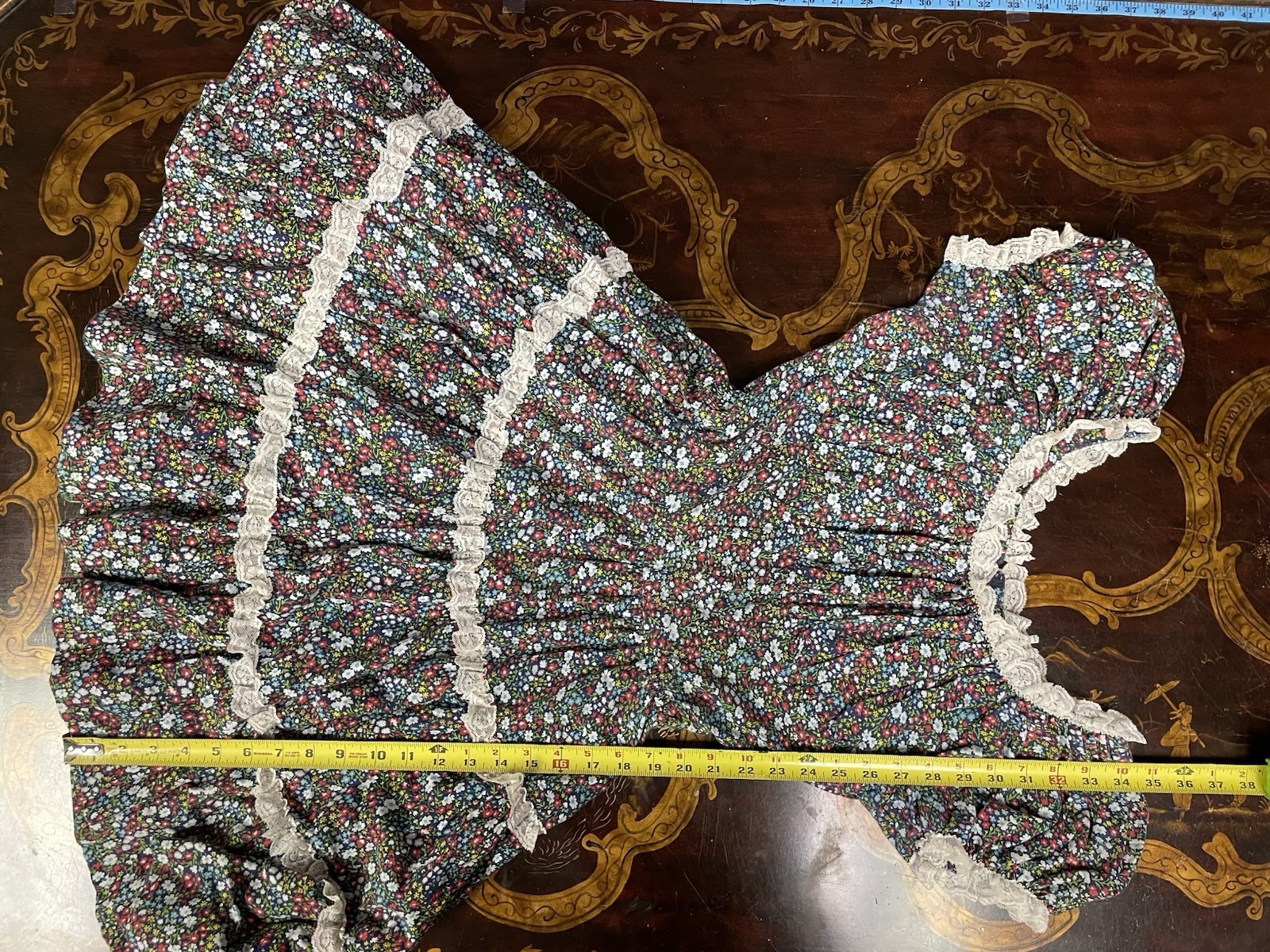 Vtg Partners Please Malco Modes Floral Lace Tiered Full Circle Dress Dance 10