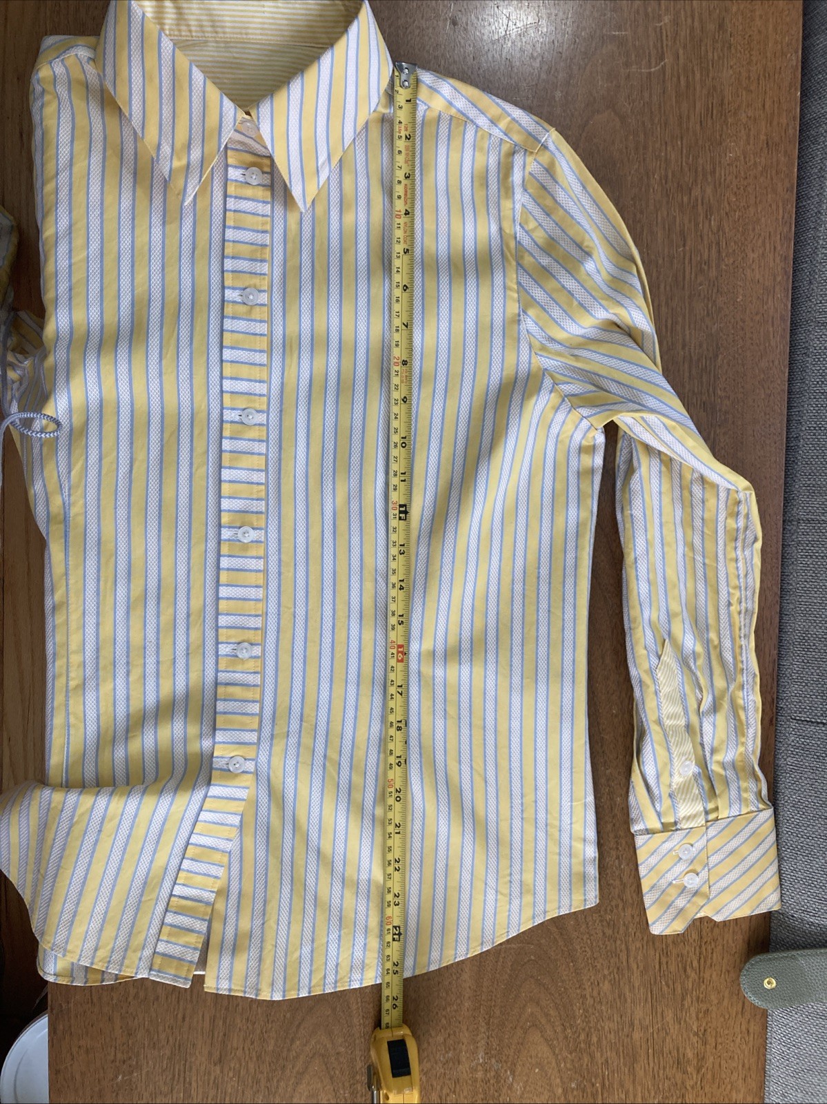 Vintage 1990s Handmade Striped Button Down Women Shirt Textured Dobby S/M Spring