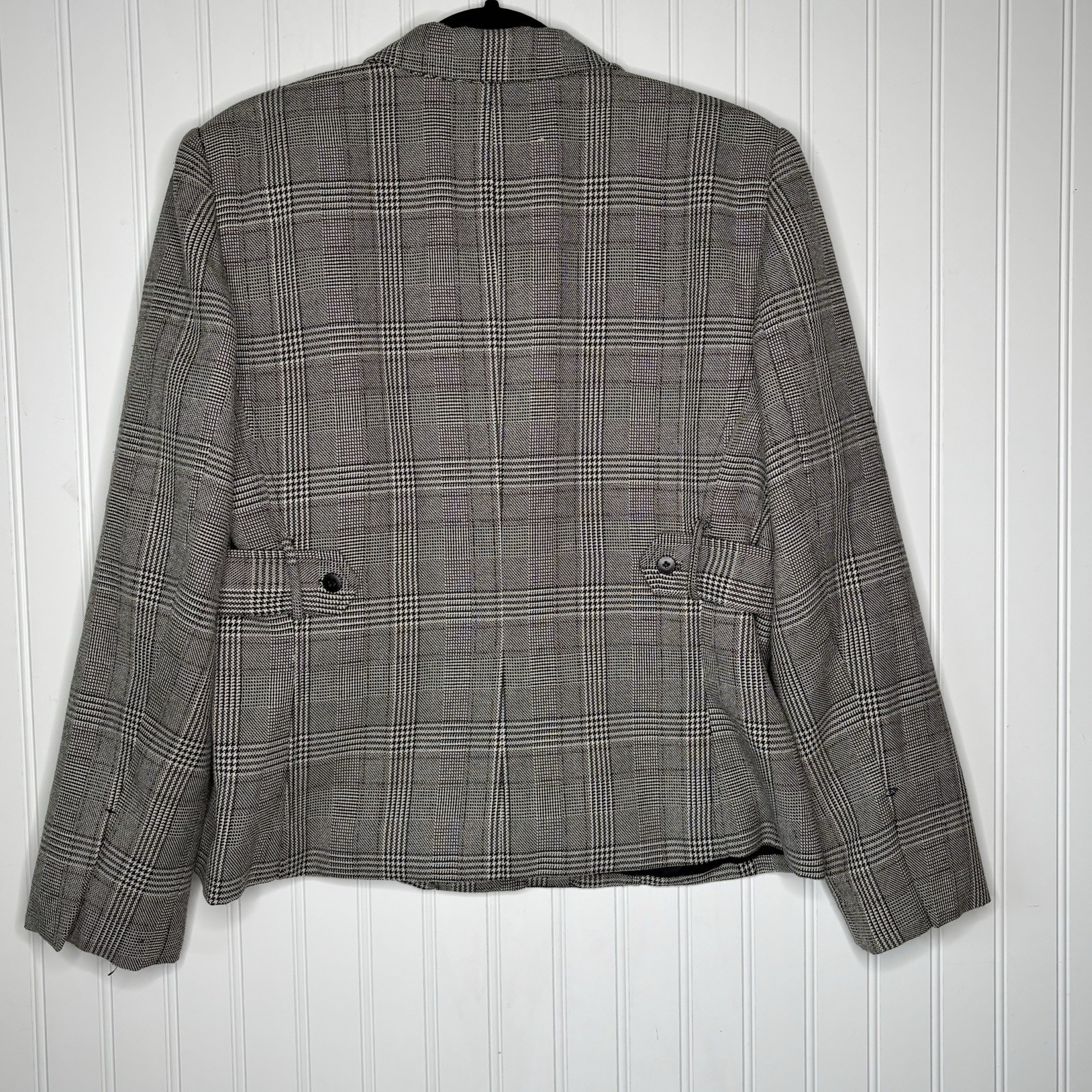 Vintage Levine Classics Suit Jacket Blazer 14 Gray Glen Plaid Pockets Timeless
