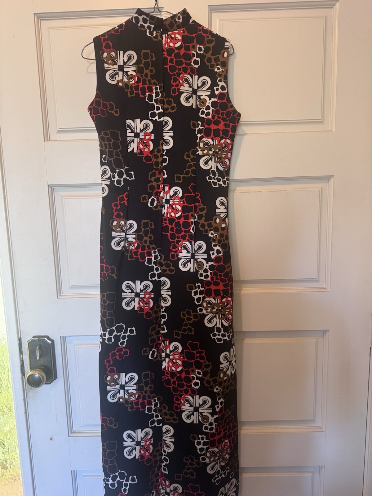 VTG 60s/70s Mod Cheongsam Style Maxi Dress Side Slits Mandarin Collar Union Made
