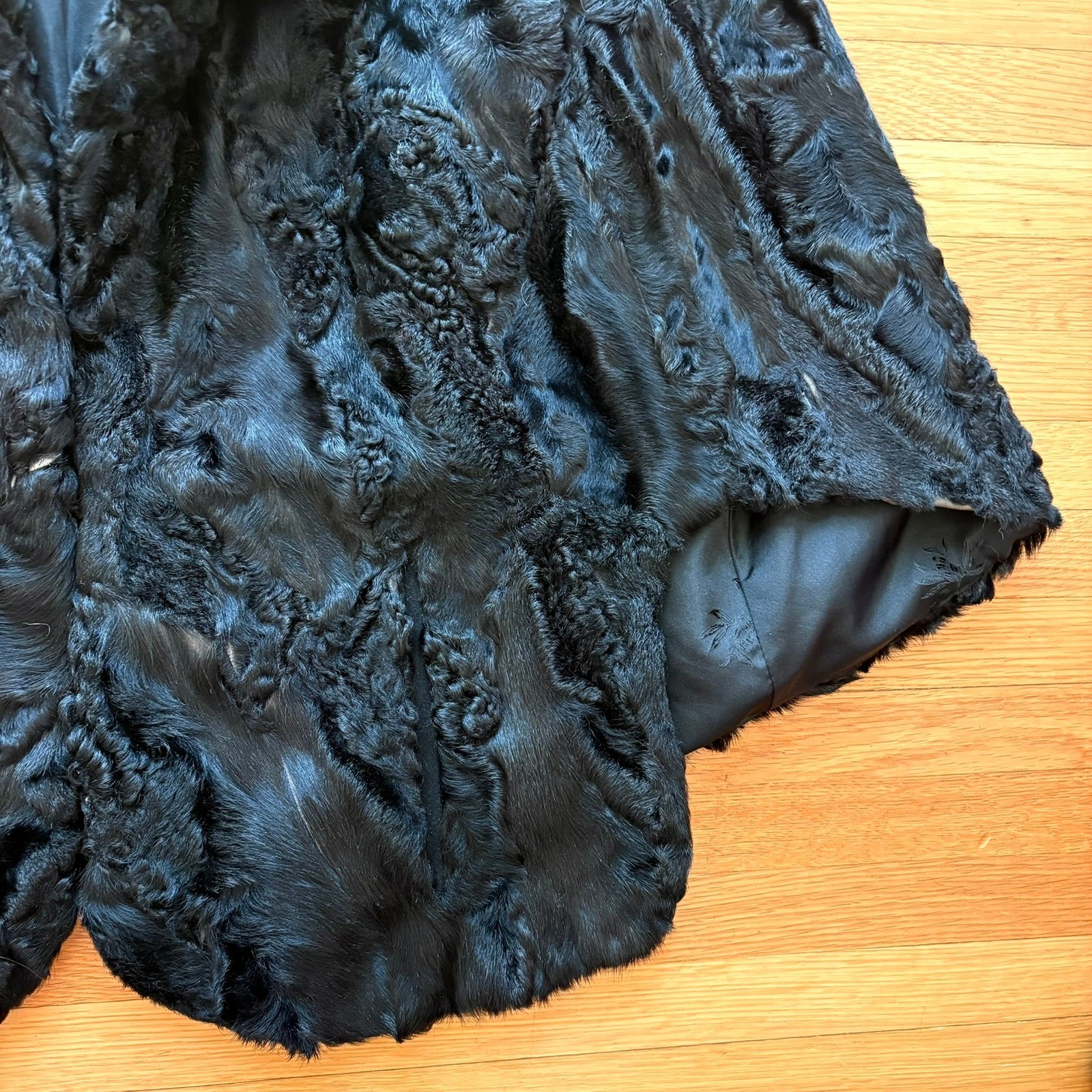 Eilers Vintage 1950s Black Persian Lamb Fur Capelet Portrait Collar Karakul Cape