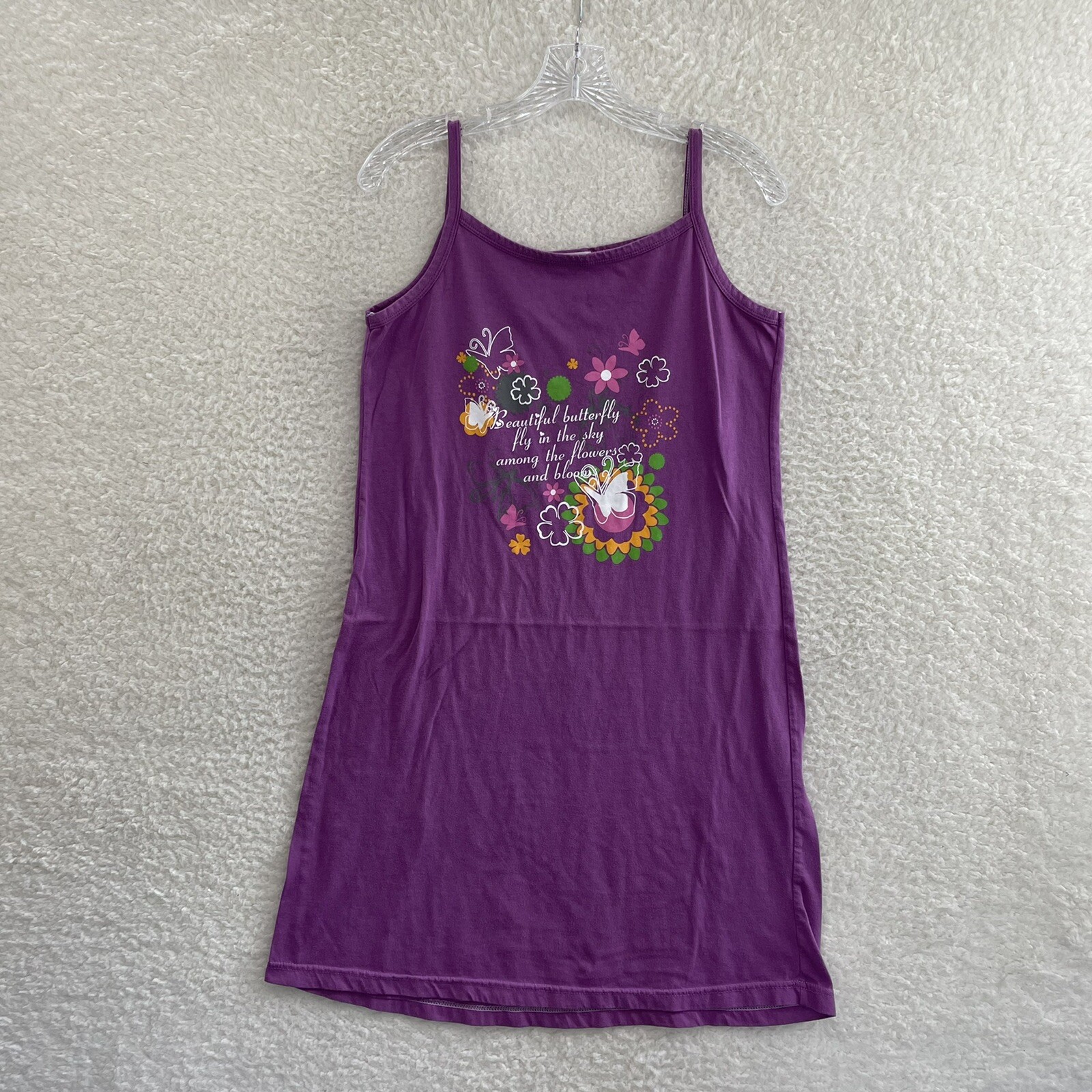 Y2K Vintage T-Shirt Mini Dress Small Purple Butterfly Boho Fairy Grunge Girly