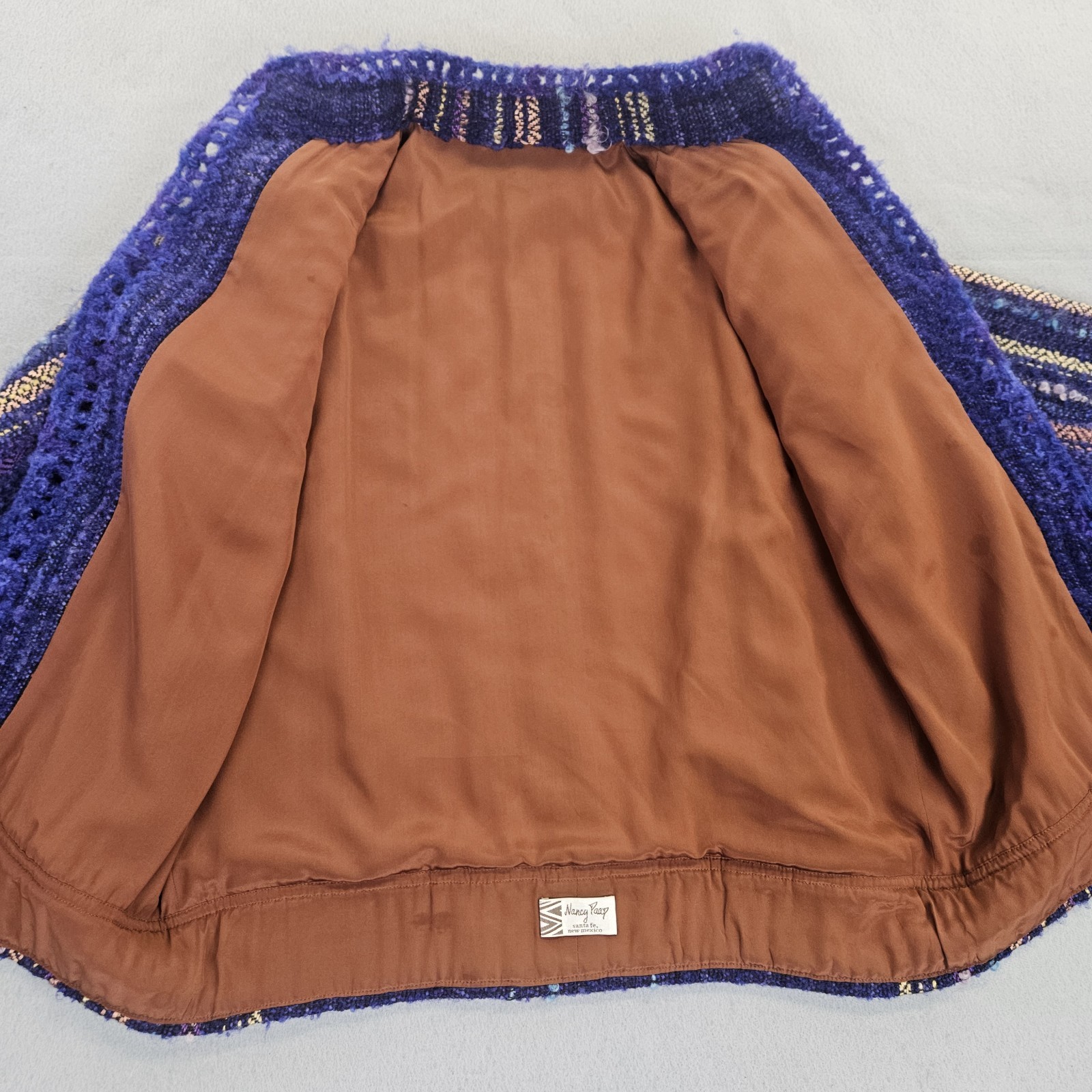 Nancy Paap Stripe Jacket Blue Multicolor W Pockets Vtg US Made Size Large