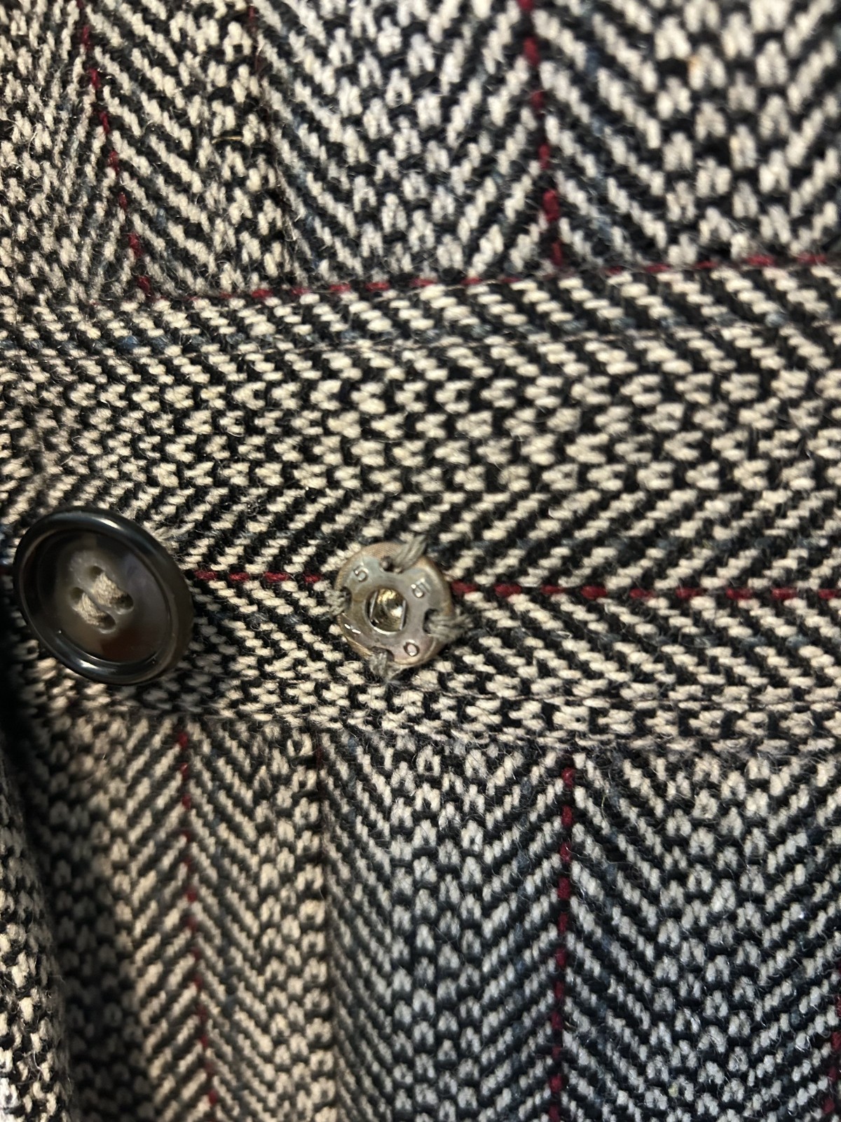 Vintage 1940 Hand-Tailored Herringbone Wool Princess Coat Long Fitted Gorgeous S