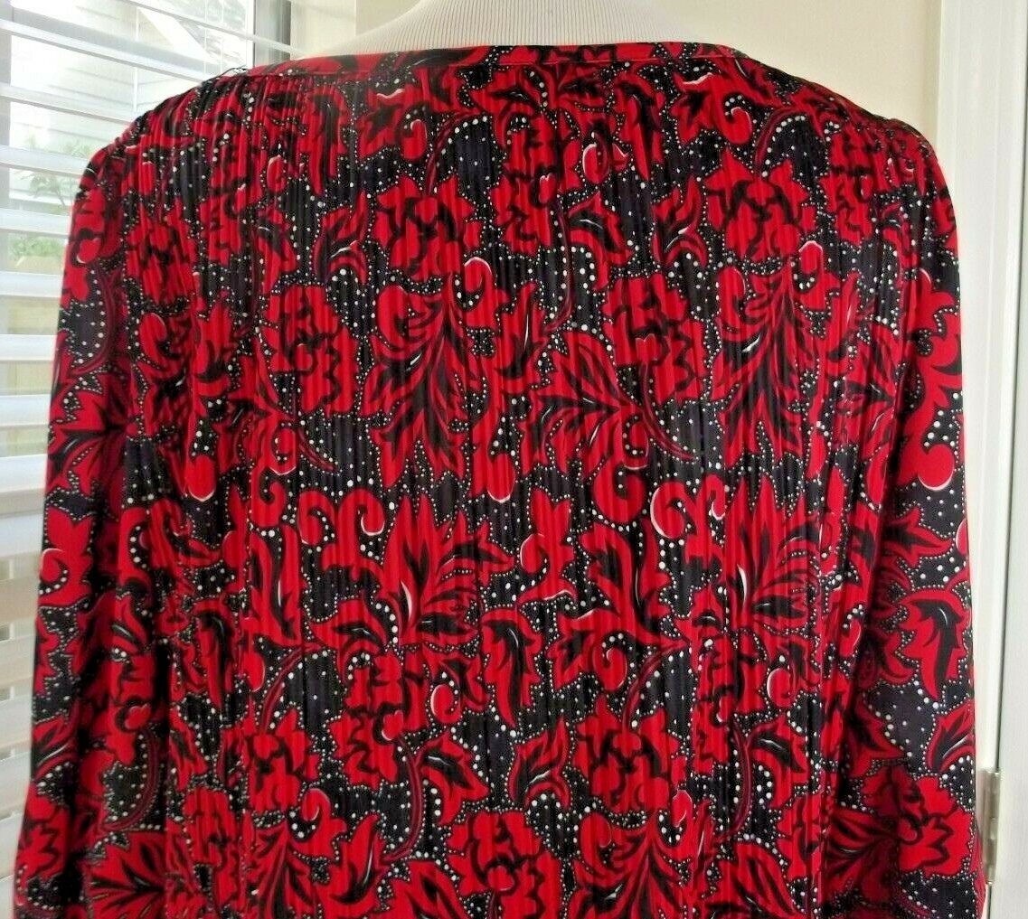 Vintage GOOD TIMES DRESS Sz 13/14 Red/Black Accordion Pleat Top MADE IN USA 80s