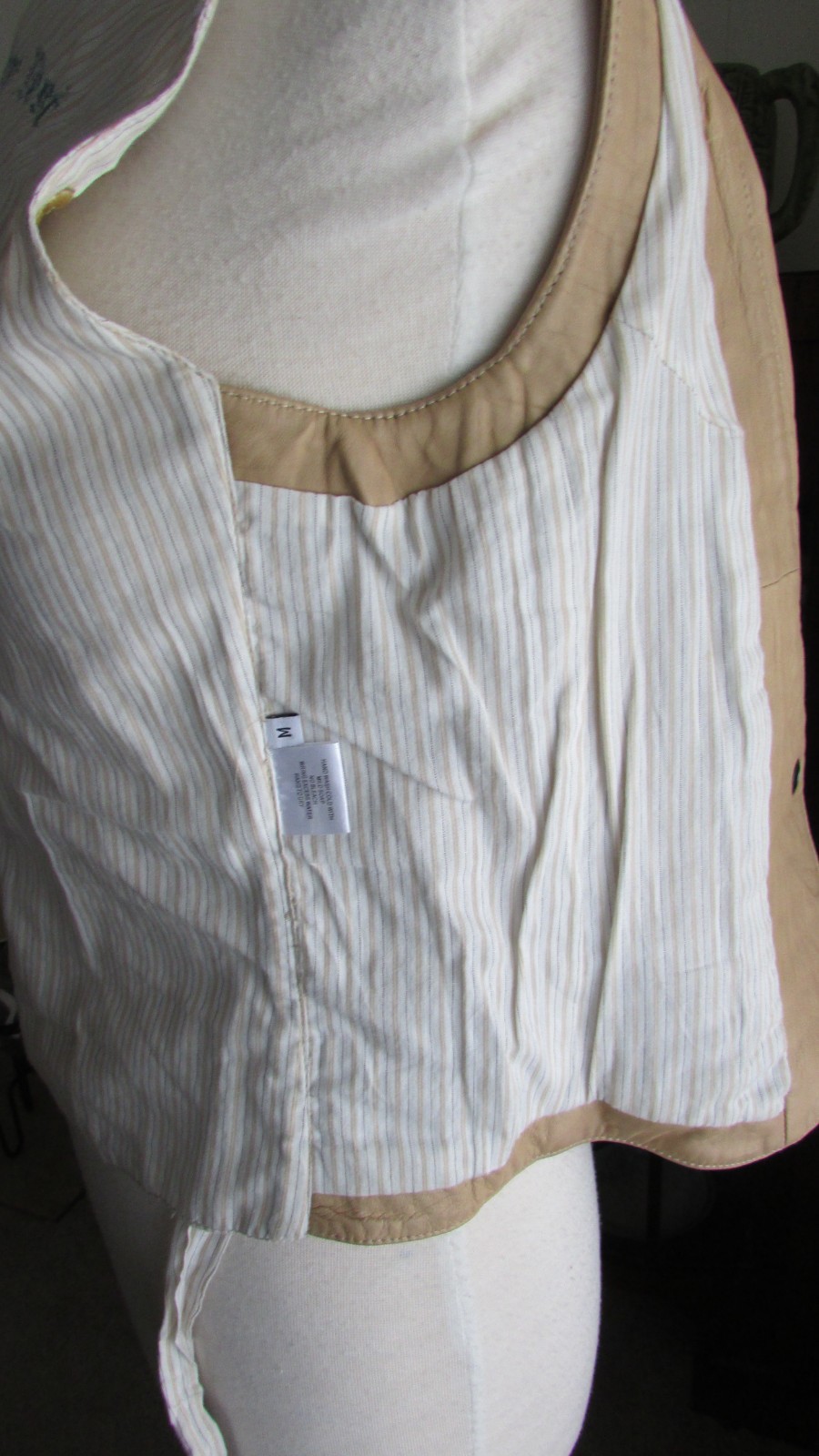 VTG Y2K Johnny Was 3 J Workshop Leather Embroidered tie back Vest M VERY RARE