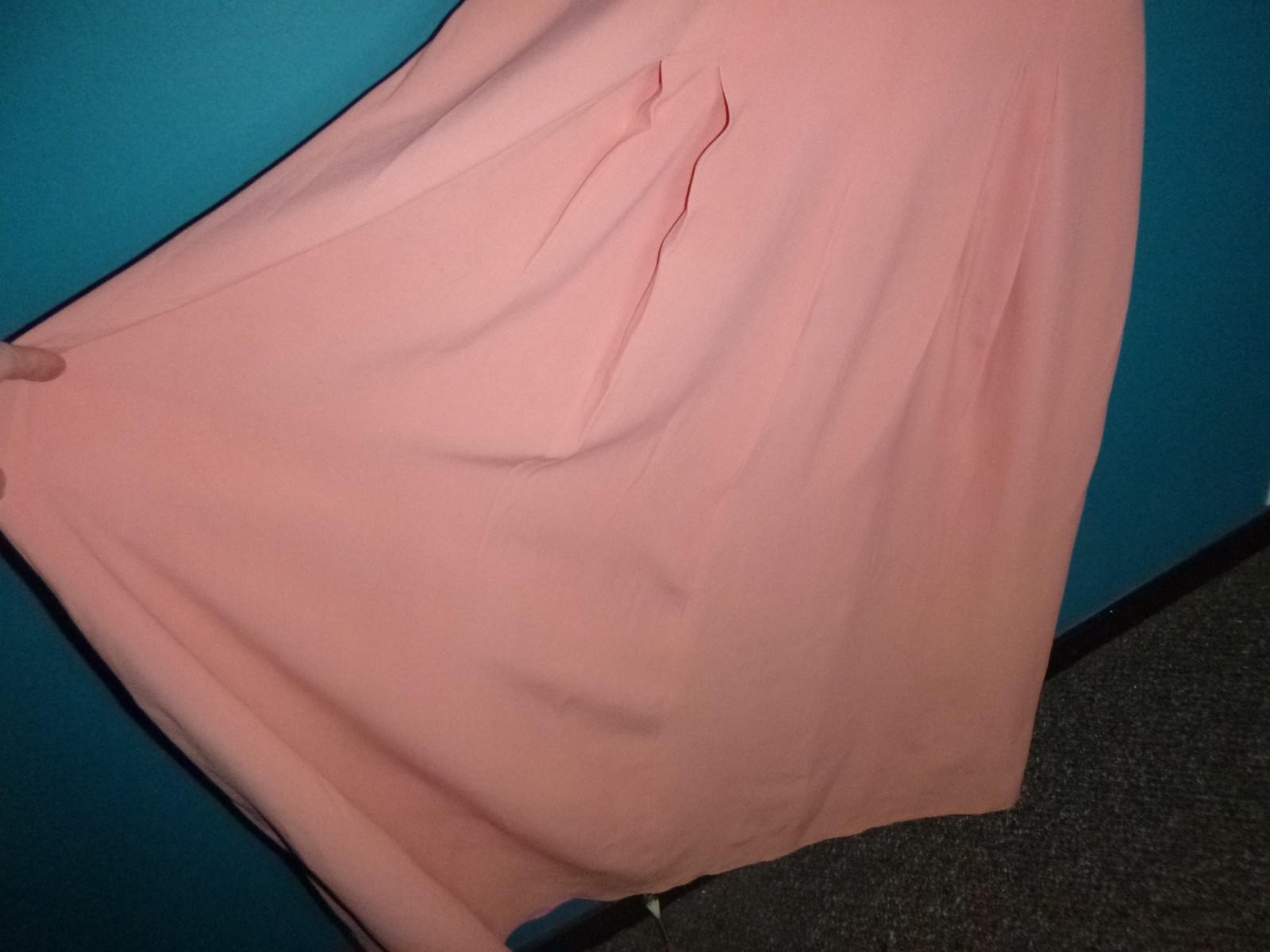 Vtg 1940s Andora New York Peach Rayon Evening Gown VOLUP Sz XL **TLC**
