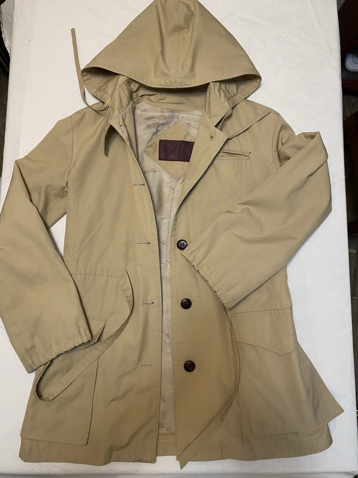 Vintage Eitenne Aigner All Weather Rain Coat With Oversize Hood & Drawstring
