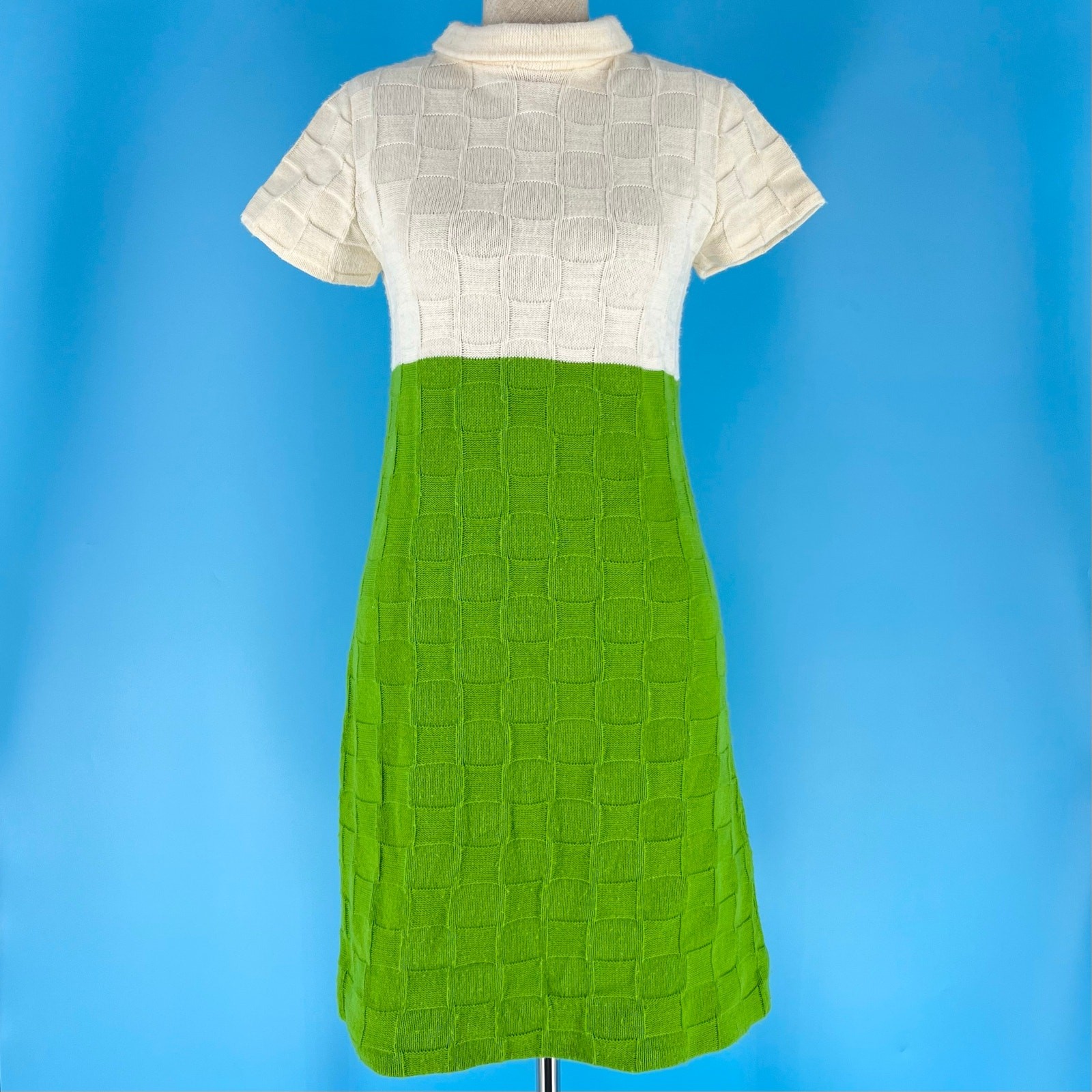 60s Mod two tone Ami Jr dress 1960s vintage green cream