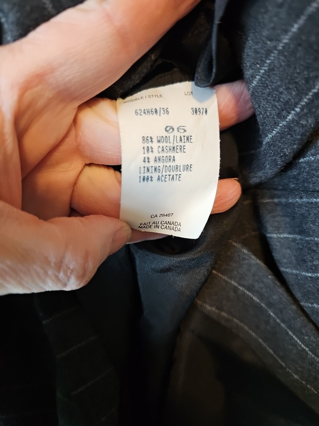 Marisa Minicucci Wool Cashmere Angora Dress Women Size 6 Grey Pinstripe Canada