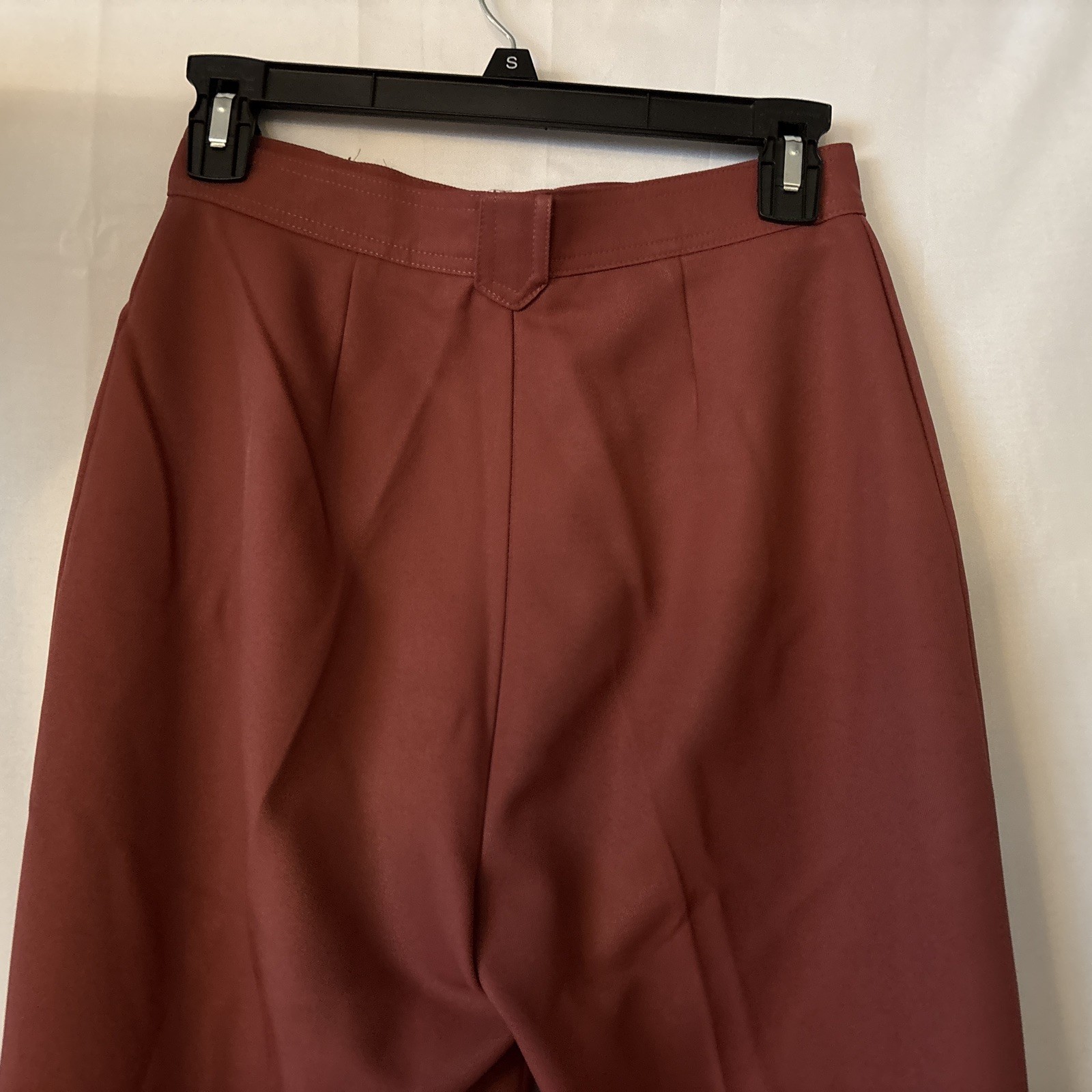 Vintage Ladies Kmart Polyester 70s Rust Color Zip Slacks Wide Leg Pants 26×29.5