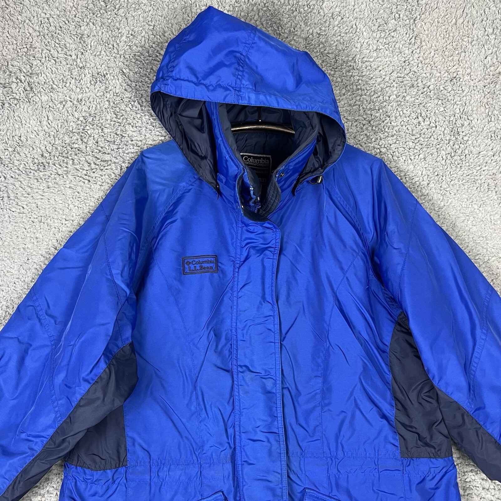 VTG Columbia x LL Bean Jacket Womens Medium Blue/Navy Blue Full Zip/Button 90s