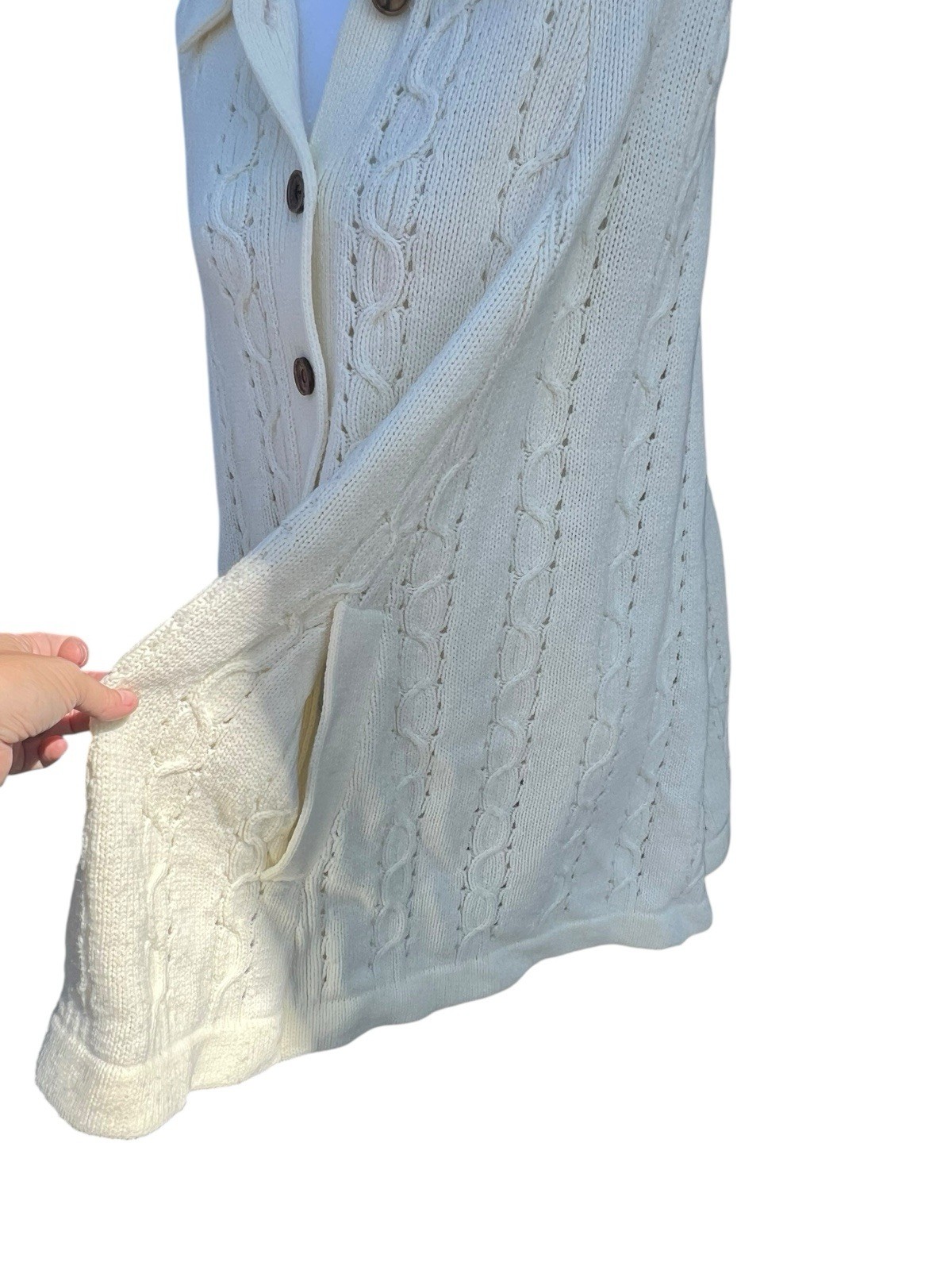 Vintage Broadway 60s 70s Hippie Cable Knit Grannnycore Ivory Sweater Cape Poncho