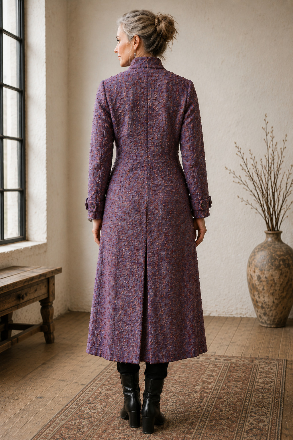 Vintage 1960s Custom Hong Kong Raw Silk Coat Plum & Rust Herald Tang