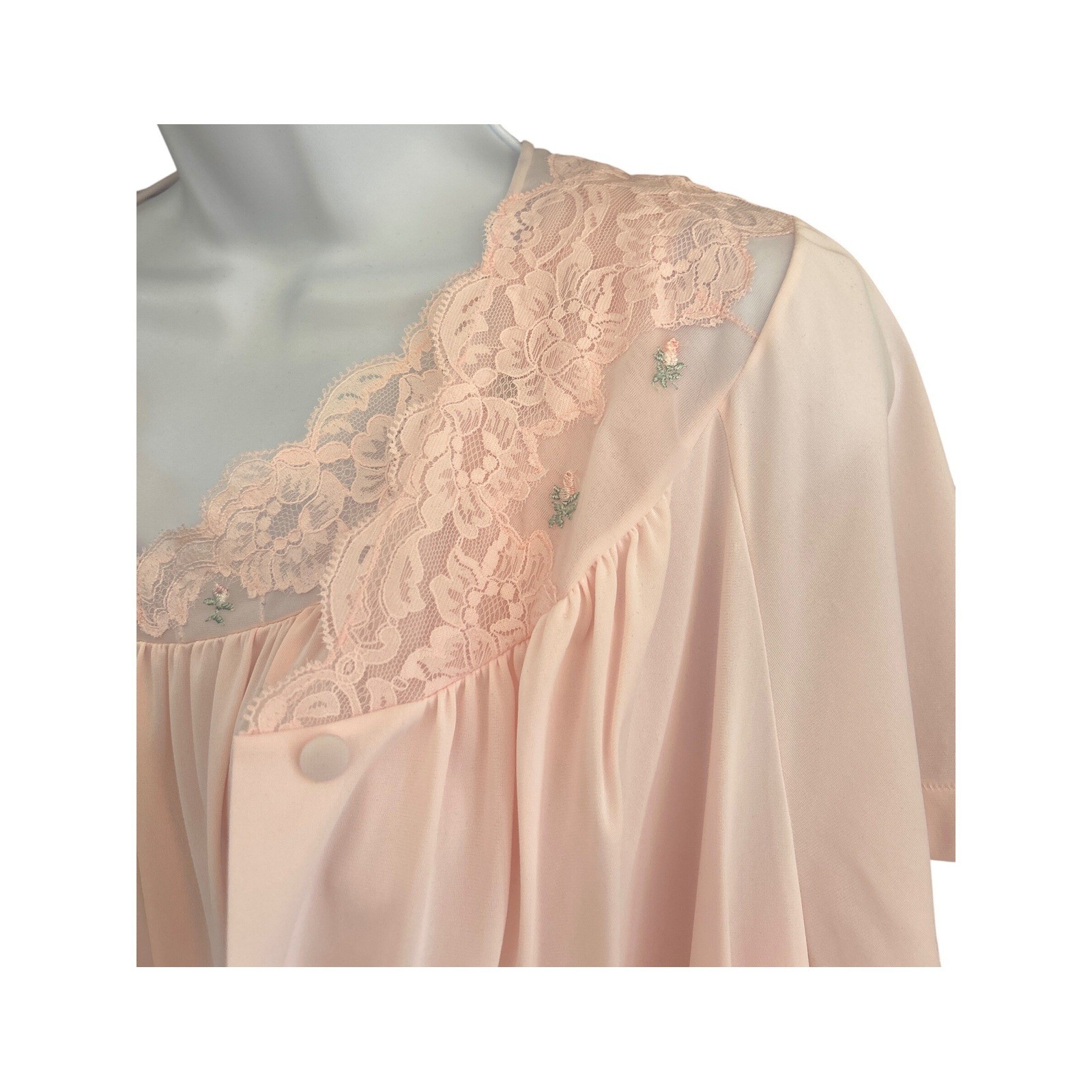 Vintage Shadowline Peignoir Set Pink Lace Coquette Romantic Sleepwear