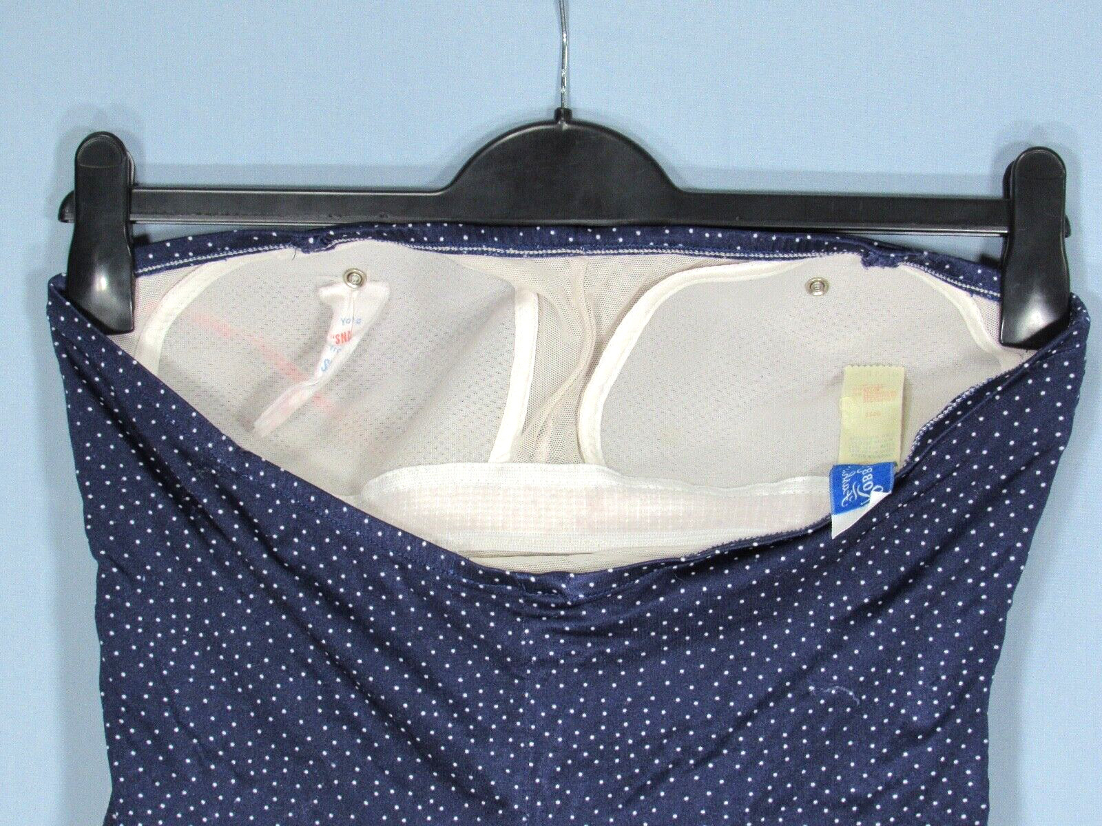 VTG ROBBY LEN Shape-Lee Swim Suit STRAPLESS 1PC Blue Polka-Dot 17/18 sz XL