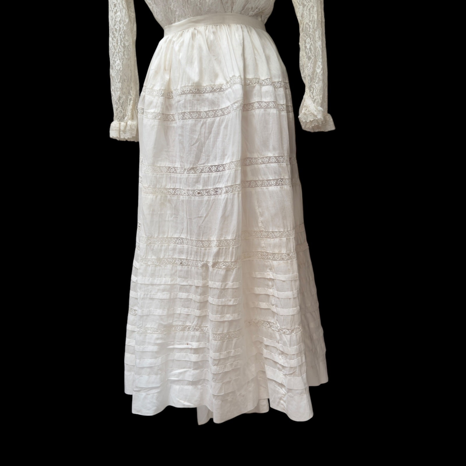 Edwardian Cotton Lace Petticoat Skirt Ruffles Antique Original 1900’s 26” Waist