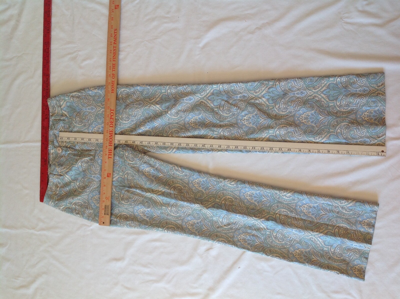 Sz2 HAROLD&rsquo;S silk blend pants Mint Green Paisley ESSAY Vintage Blouse off white