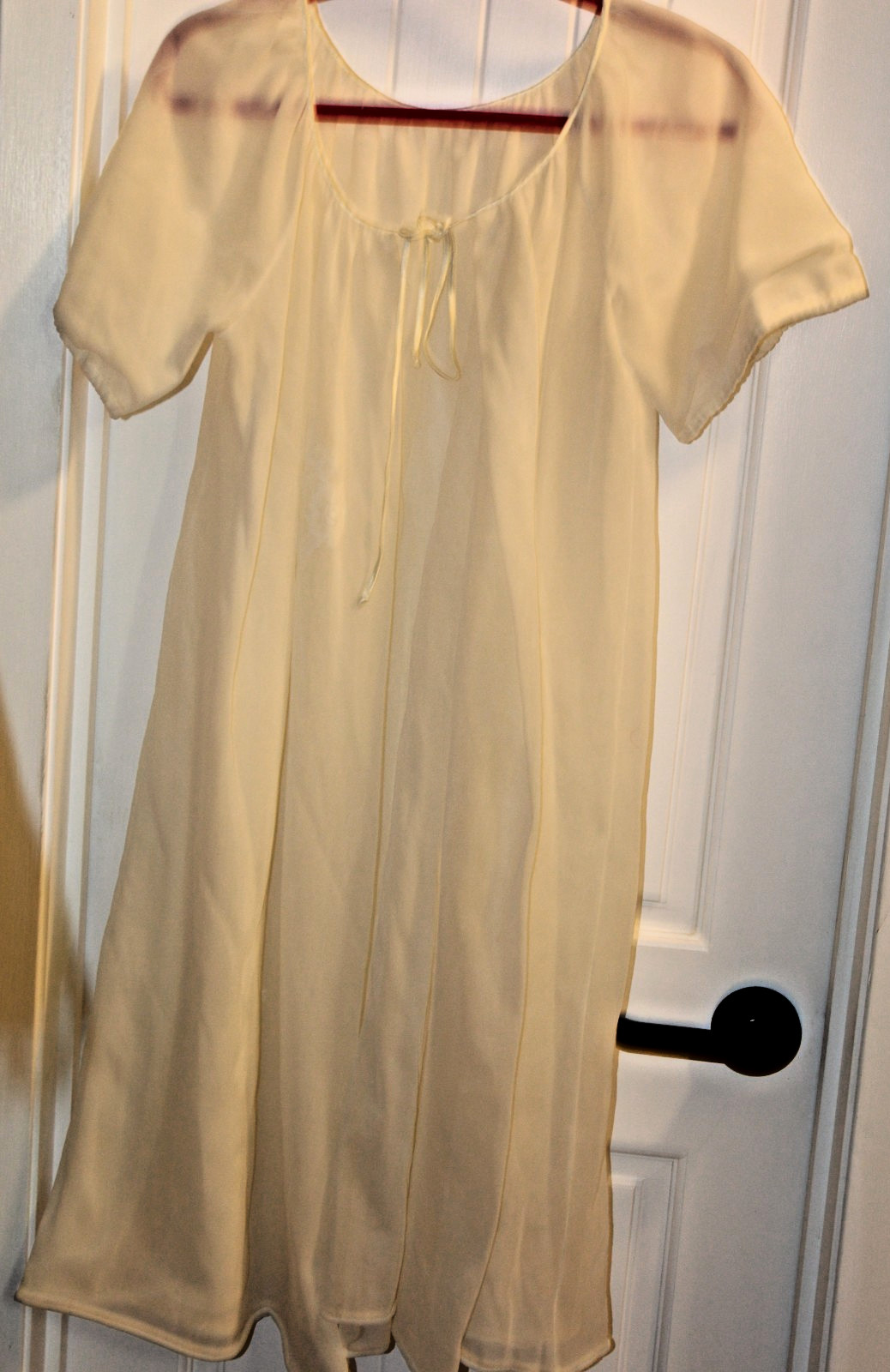 Vintage Peignoir Miss Elaine Babydoll Double Sheer Chiffon Robe Cream Bridal S