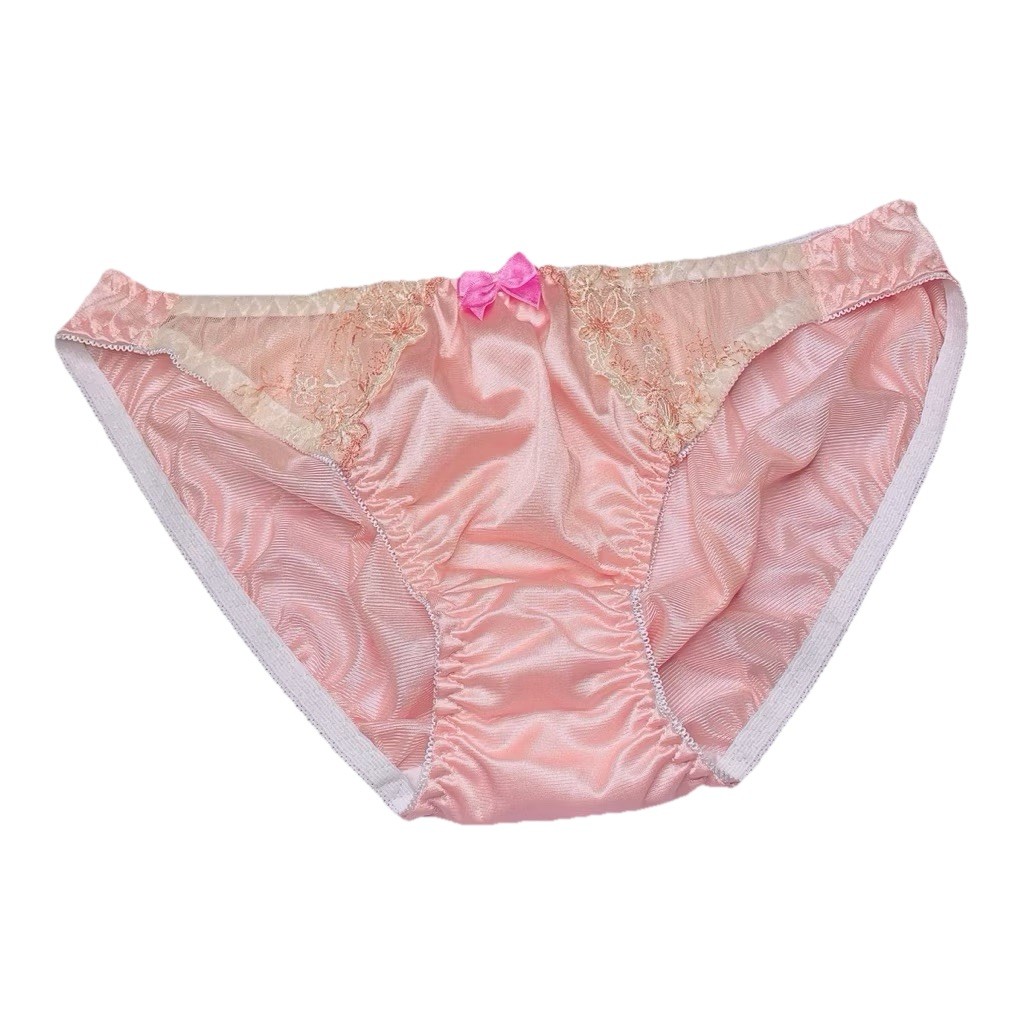 3XL Hip 40-43 VTG Bikini Sheer Slippery Panties Vic Lace Floral Embroidery Nylon