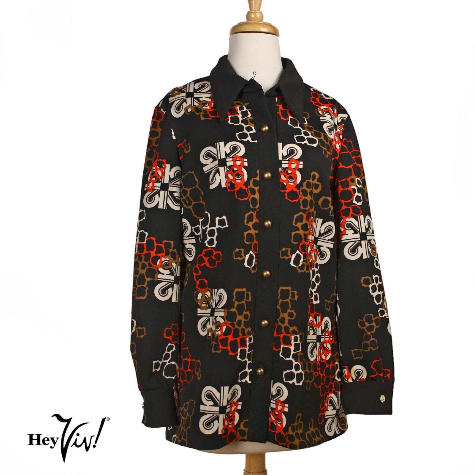 Vintage 70s Puritan Forever Young Geometric Blouse Shirt Sz L B38 W38 – Hey Viv