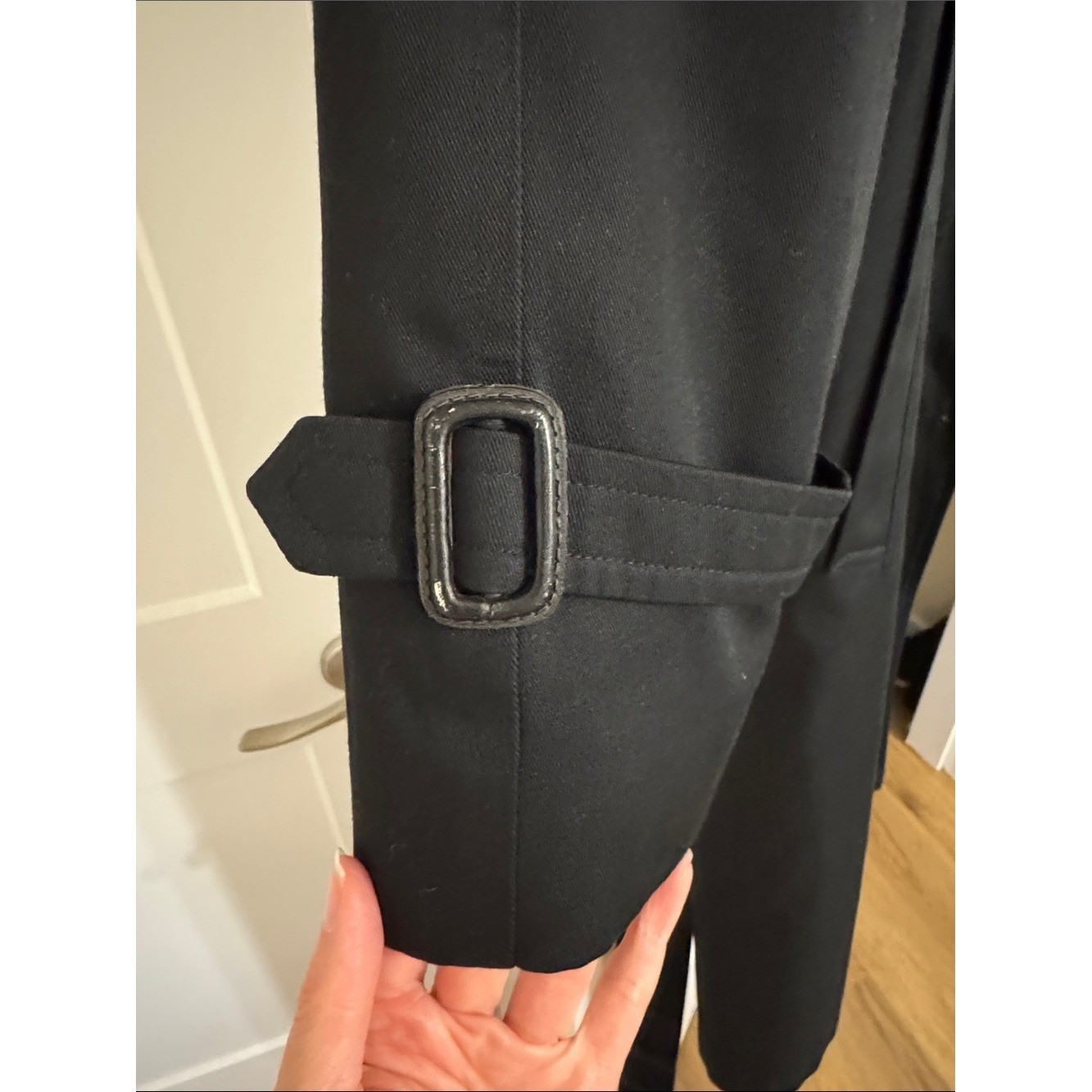 Vintage Black Double Breasted Belted Trench Coat Women&rsquo;s Classic Long Coat