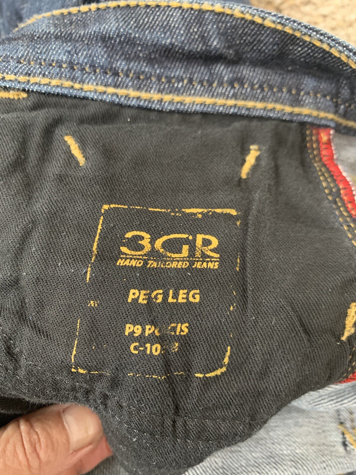 3GR Polanski Denim Straight Jeans Size 28/33 Dark Wash, Hand Tailored Peg Leg.