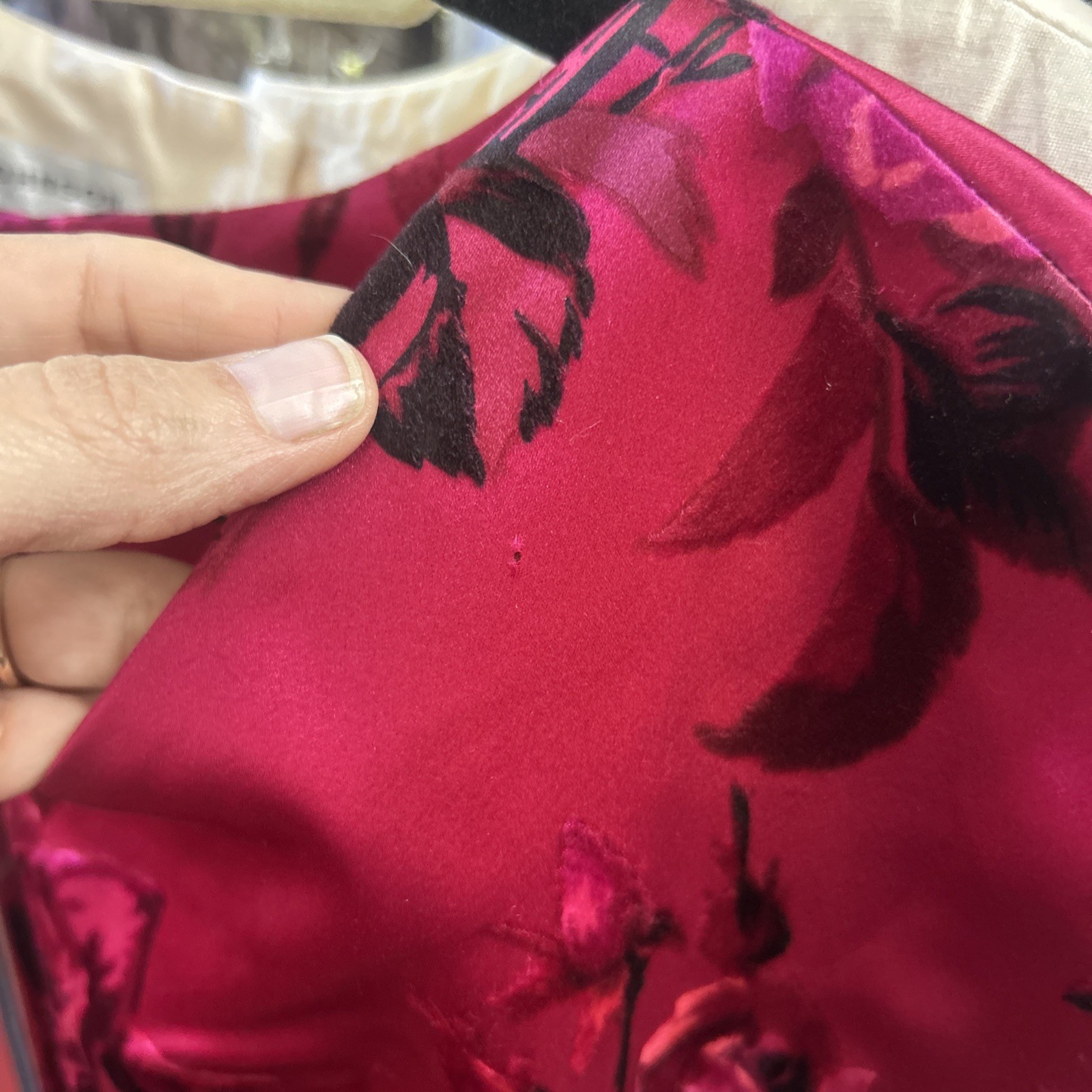 Gorgeous Vintage 50s Adele’s Silk Satin L Velvet Burn Out Dress
