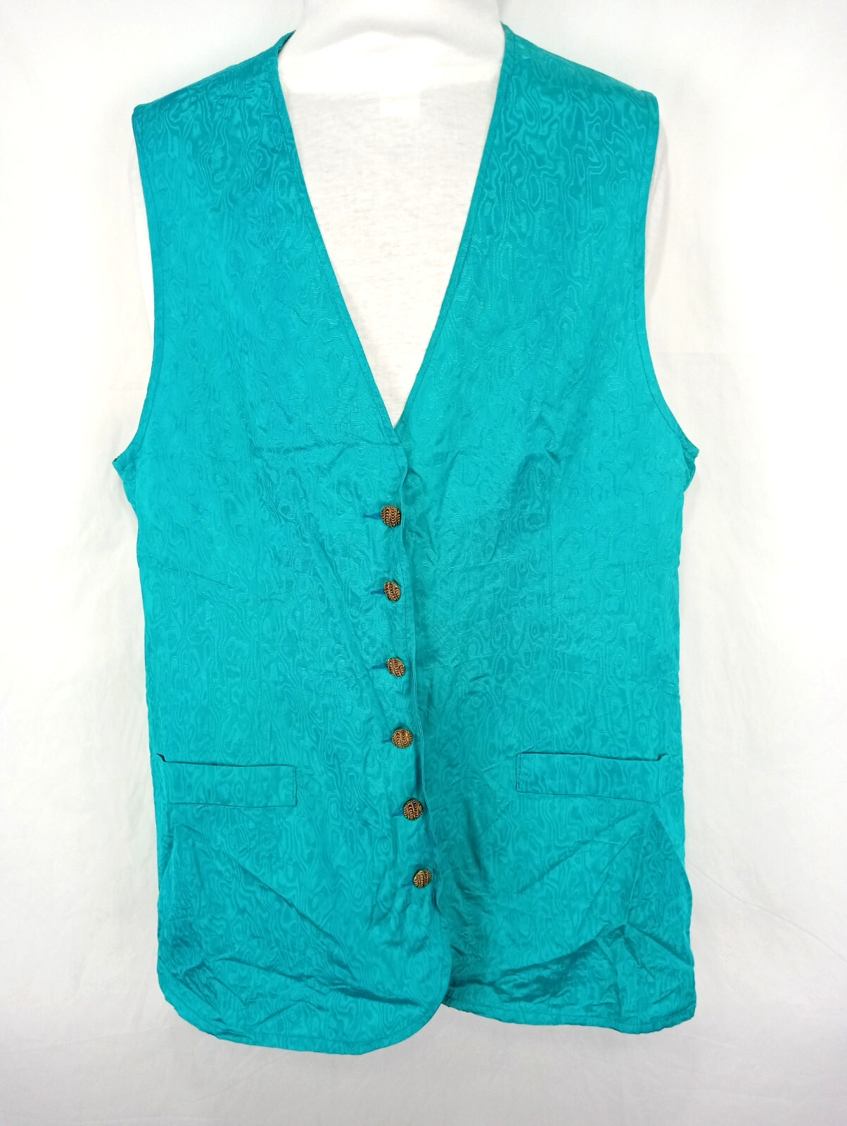Y2K London Citywear Sandra Lendi aqua satin damask paisley long women&rsquo;s vest