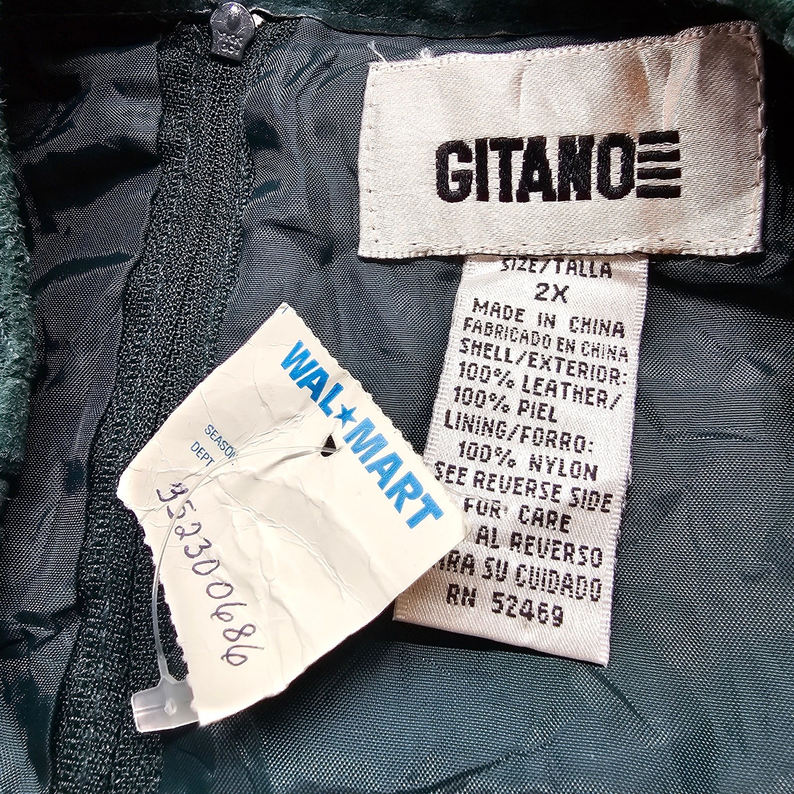 Vintage Gitano Leather Skirt Womens 2X Green Pencil Retro Glam Rock Retro 90s