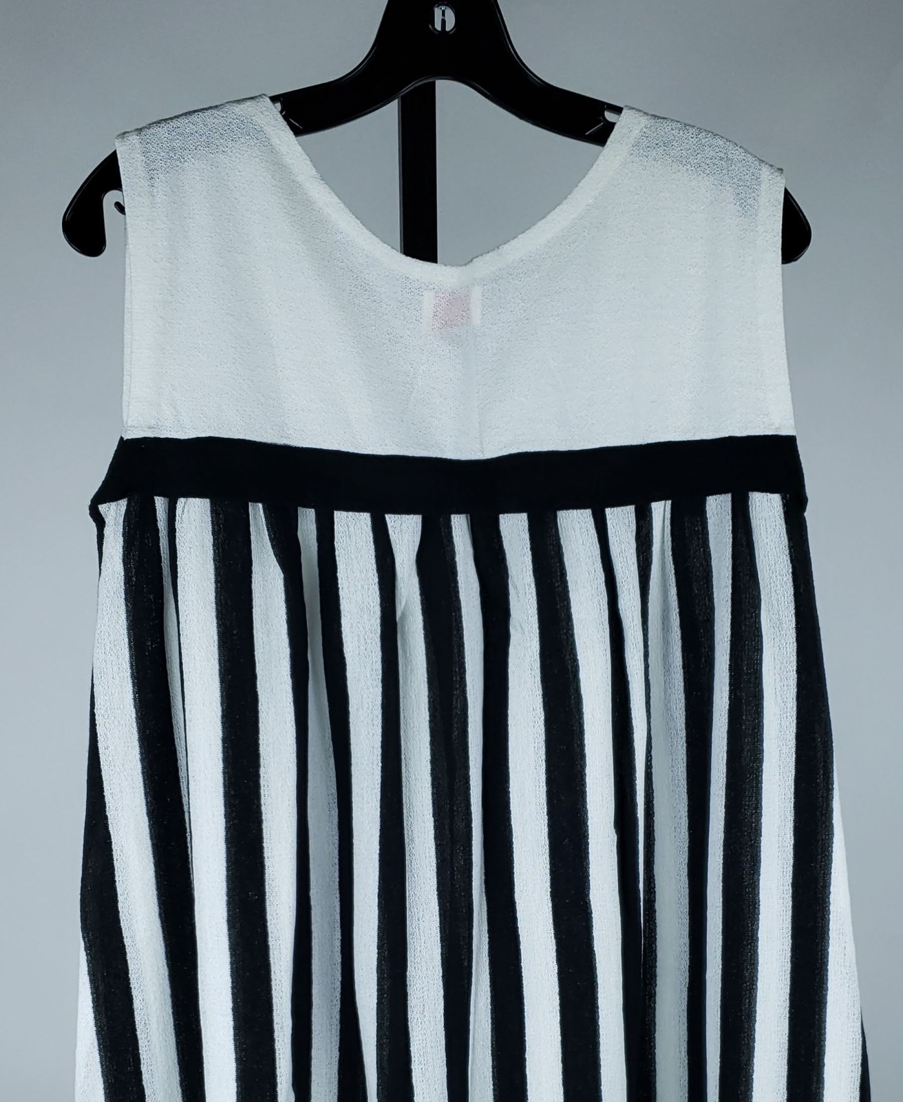 VTG 50s 60s Lolli-Jamas Cotton Mod Shift Dress Black White Stripe Beach Cover Up