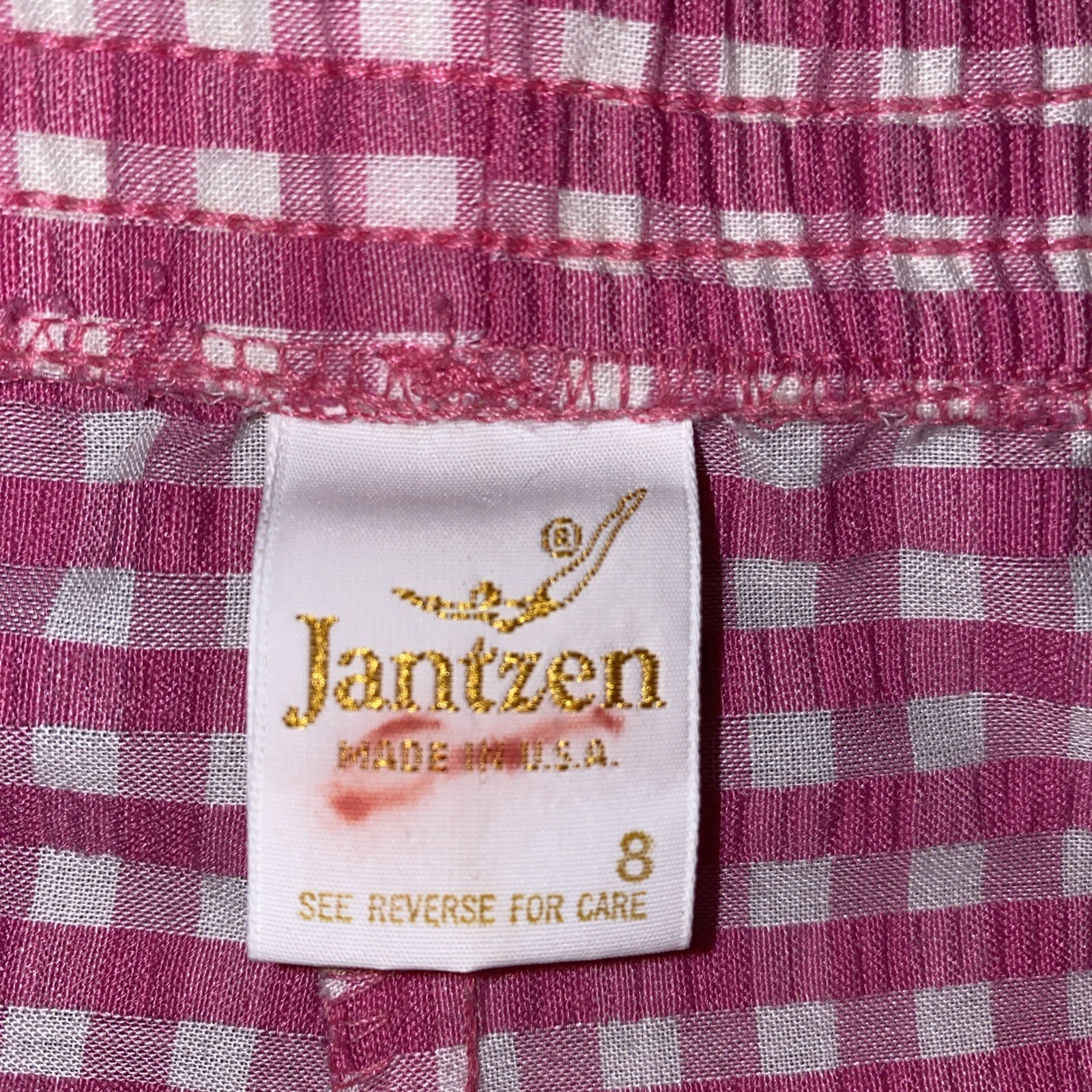 Vintage Jantzen Pink White Gingham Maxi Skirt Size 8 Made In USA