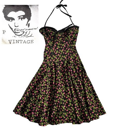 BETSEY JOHNSON Rosebud Floral Y2K « VINTAGE » Punk Label Stretch Cotton Dress P XS