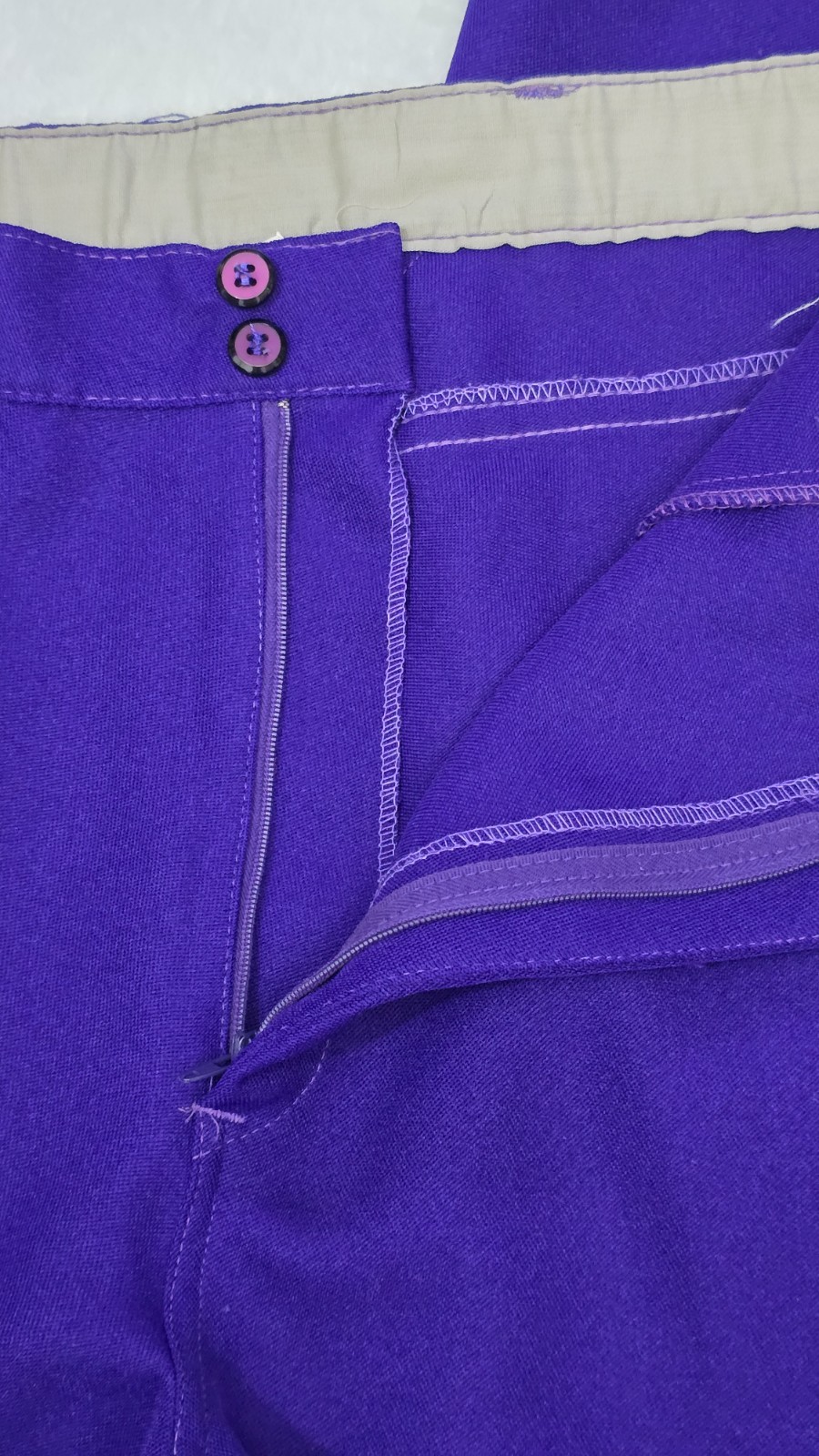 Vintage 1970s Miss Holly 100% Polyester 5 Pocket Pants, Purple, 32 Waist