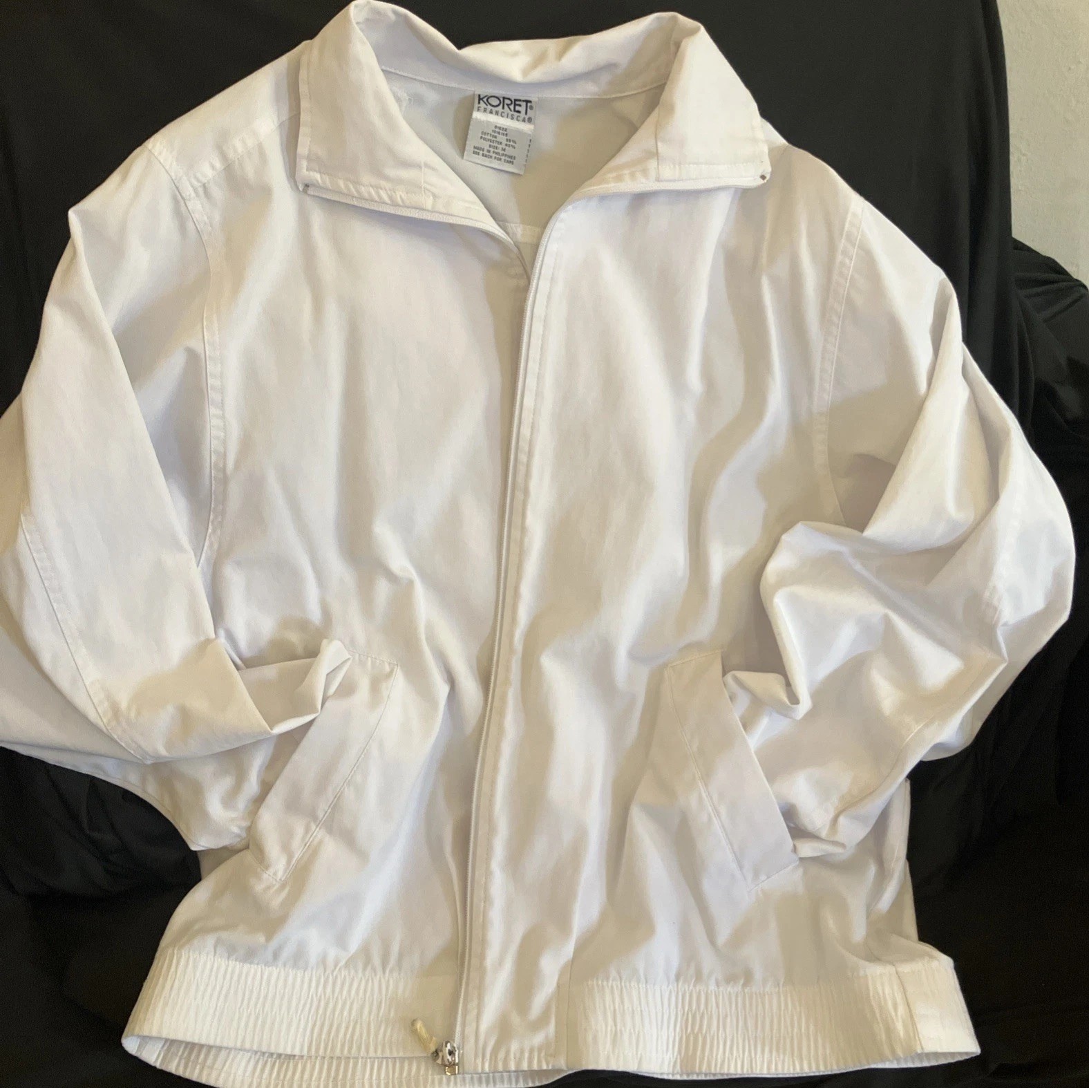 Vintage Koret Francisca White Jacket Women&rsquo;s Size Medium With Pockets Full Zip