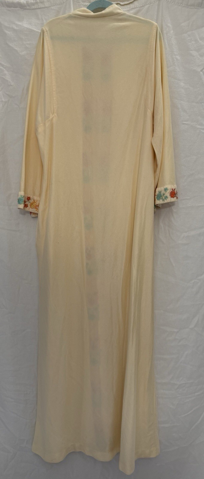 VTG 70s Embroidered Caftan Lounge Dress Grandma Chic Cottagecore Maxi