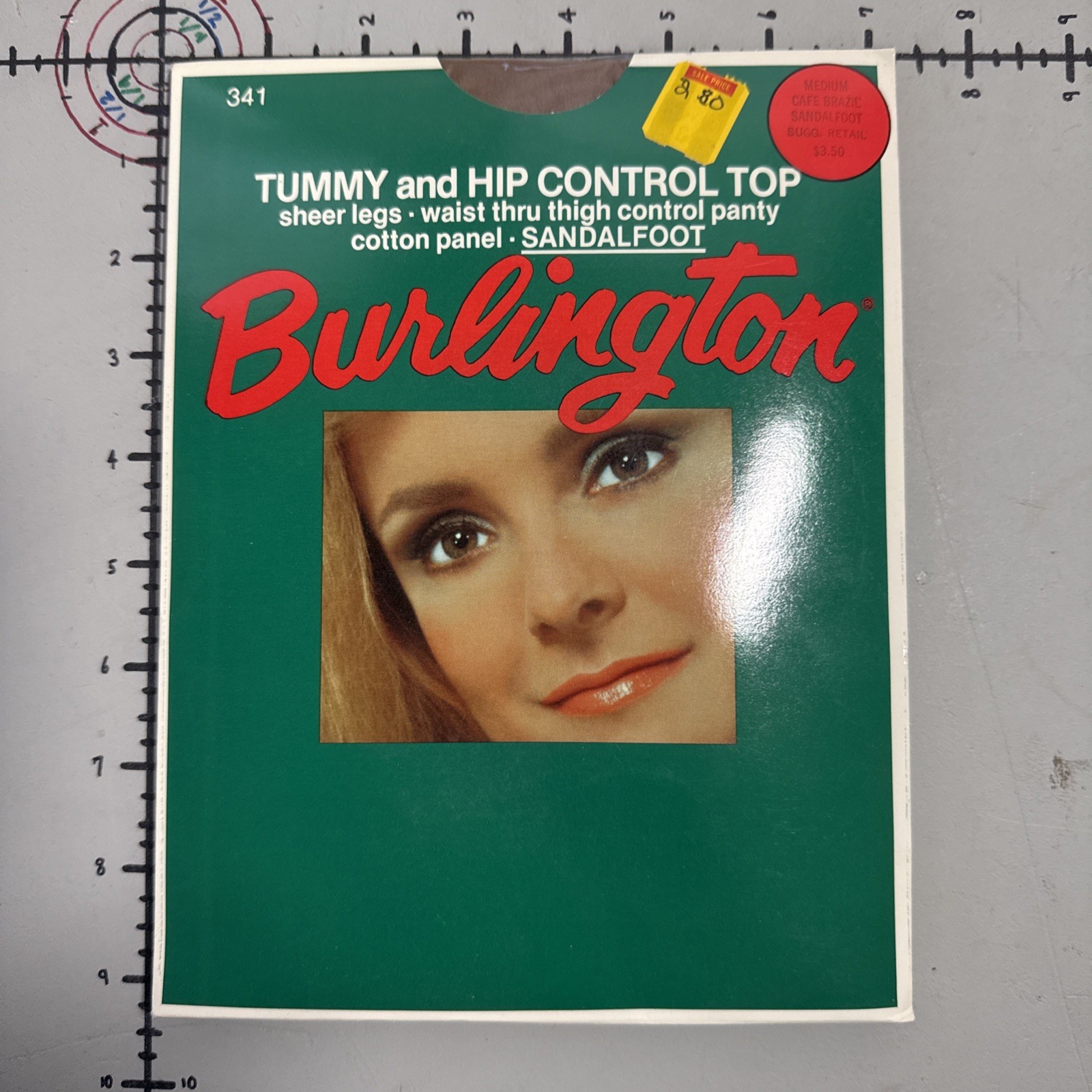VTG Pantyhose Burlington 341 M Cafe Brazil Sandalfoot Tummy Hip Control NEW