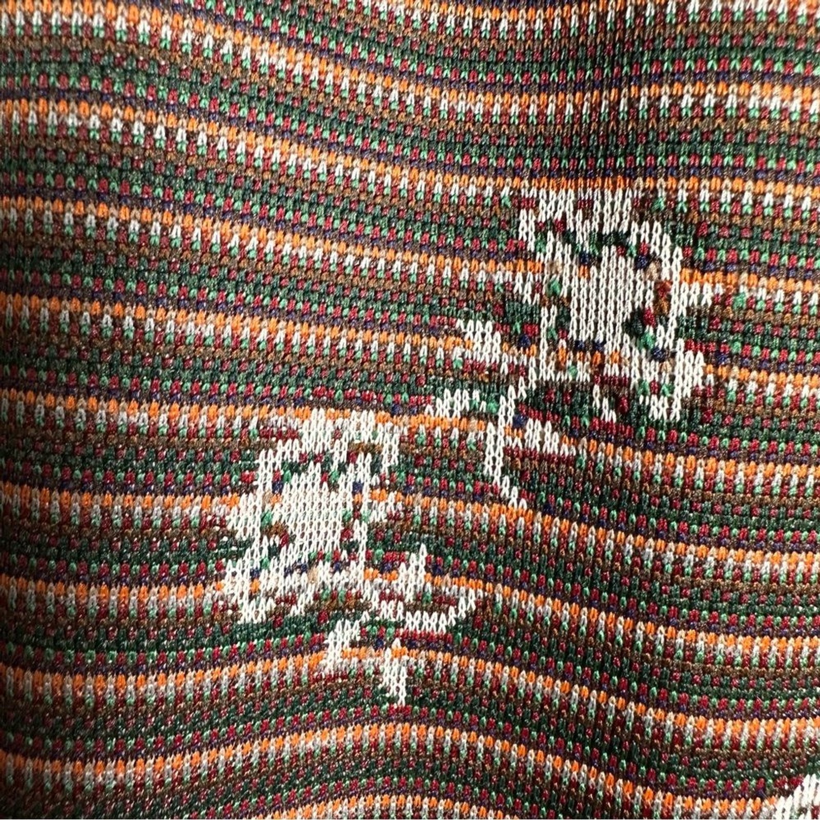 Vintage 70s Double Knit Polyester Flare Pants Floral Stripe Retro Disco Boho 16
