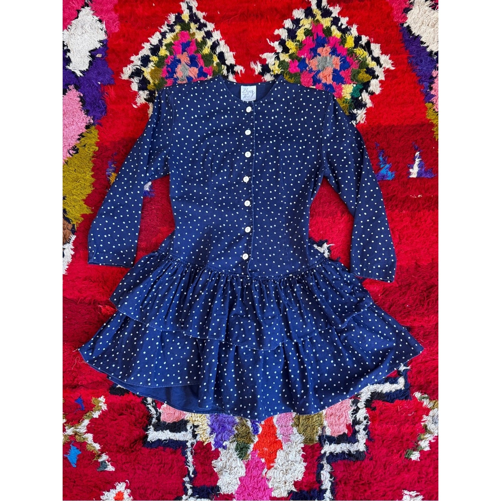 80s Vintage Byer Too Western Denim Dress Sz Sm
