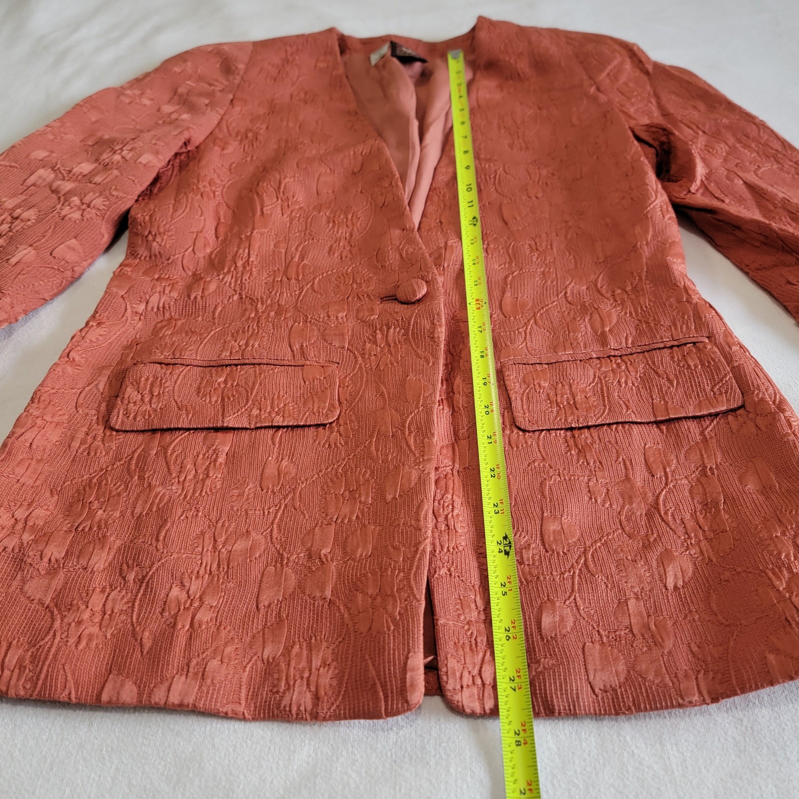 Vintage 1970s Anne Klein Blazer Jacket Union Made Orange Salmon Women Size 6