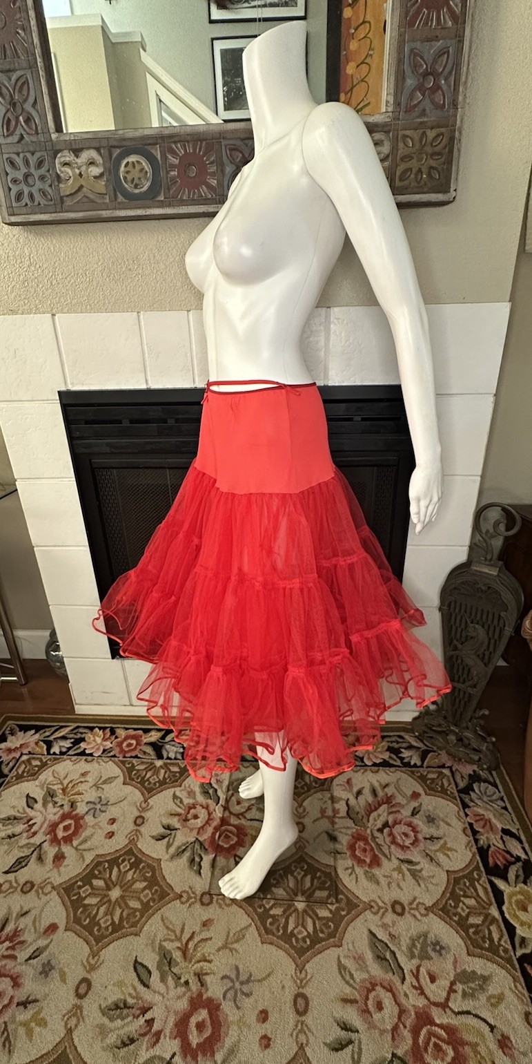 Vtg Red Malco Modes Western Square Dance Petticoat Crinoline Womens Medium USA