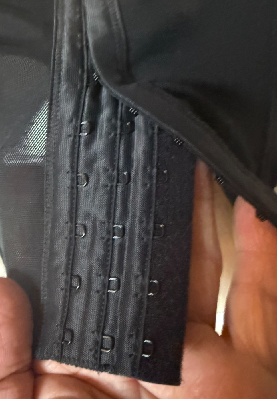 LACE FRONT CORSET BUSTIER « ENCHANTED » SHEER BLACK NYLON w EMBROIDERED CUPS 42DD