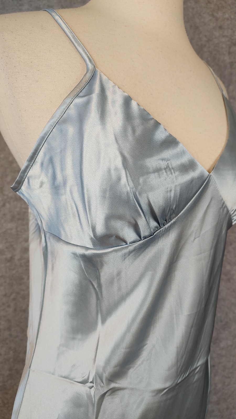 90s Y2K Vintage Slip Dress Size Small Powder Blue Shiny Coquette Fairy Chemise